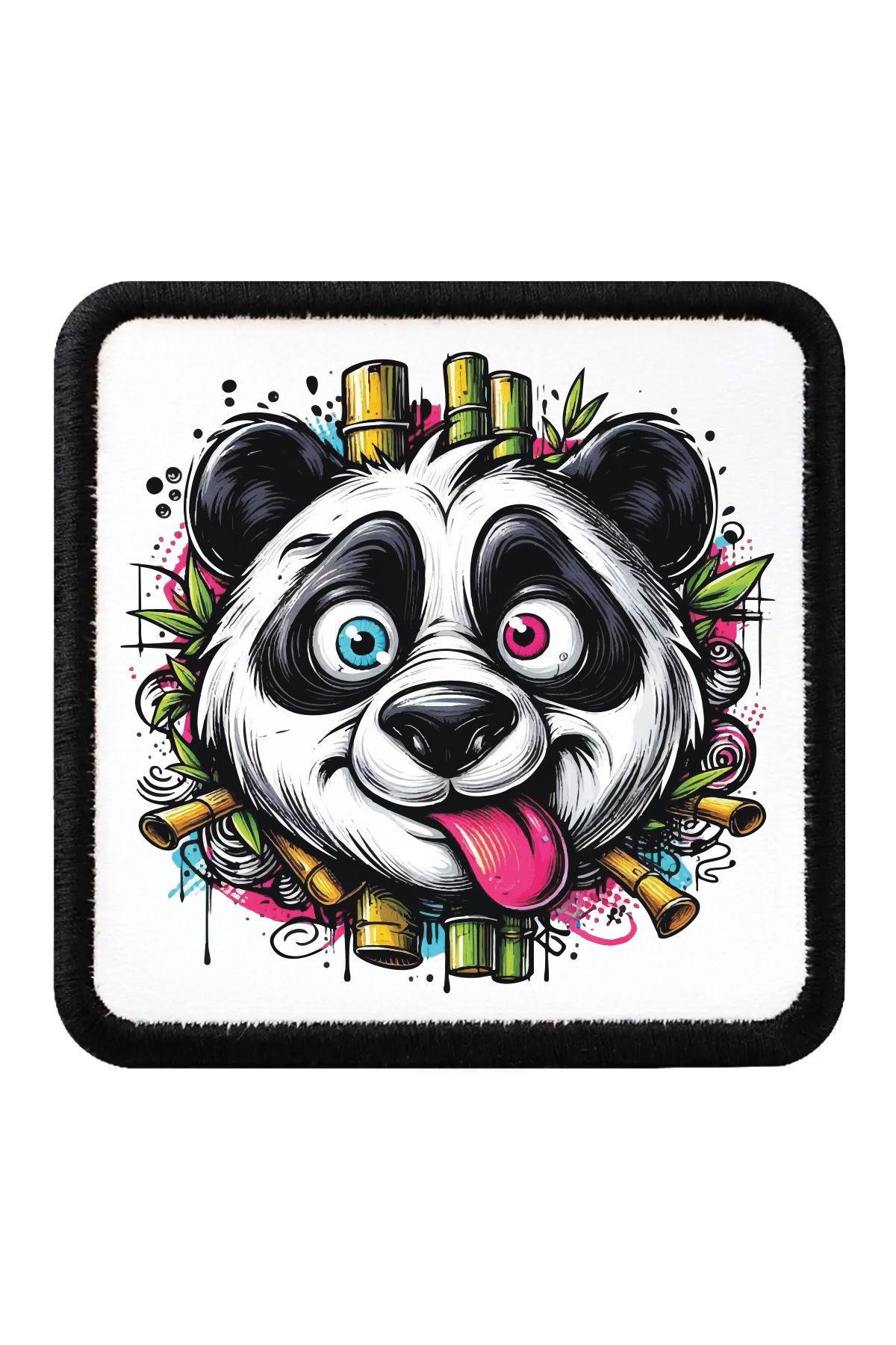 CraftID Karikatür Panda Tasarımlı Değiştirilebilir Beyaz Patch