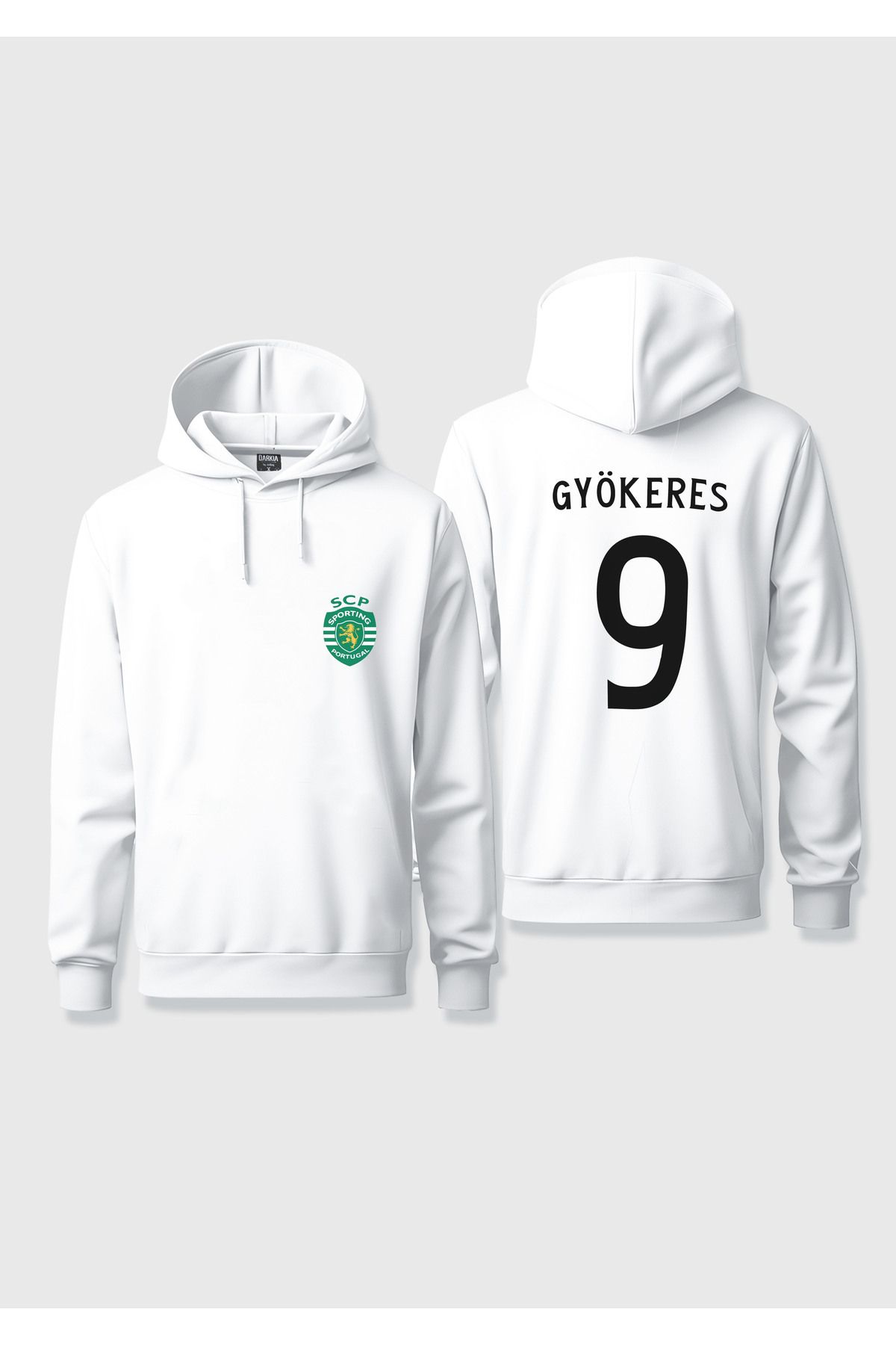 sielta Viktor Gyökeres Forma Baskılı Kapşonlu Unisex Beyaz Sweathsirt Hoodie