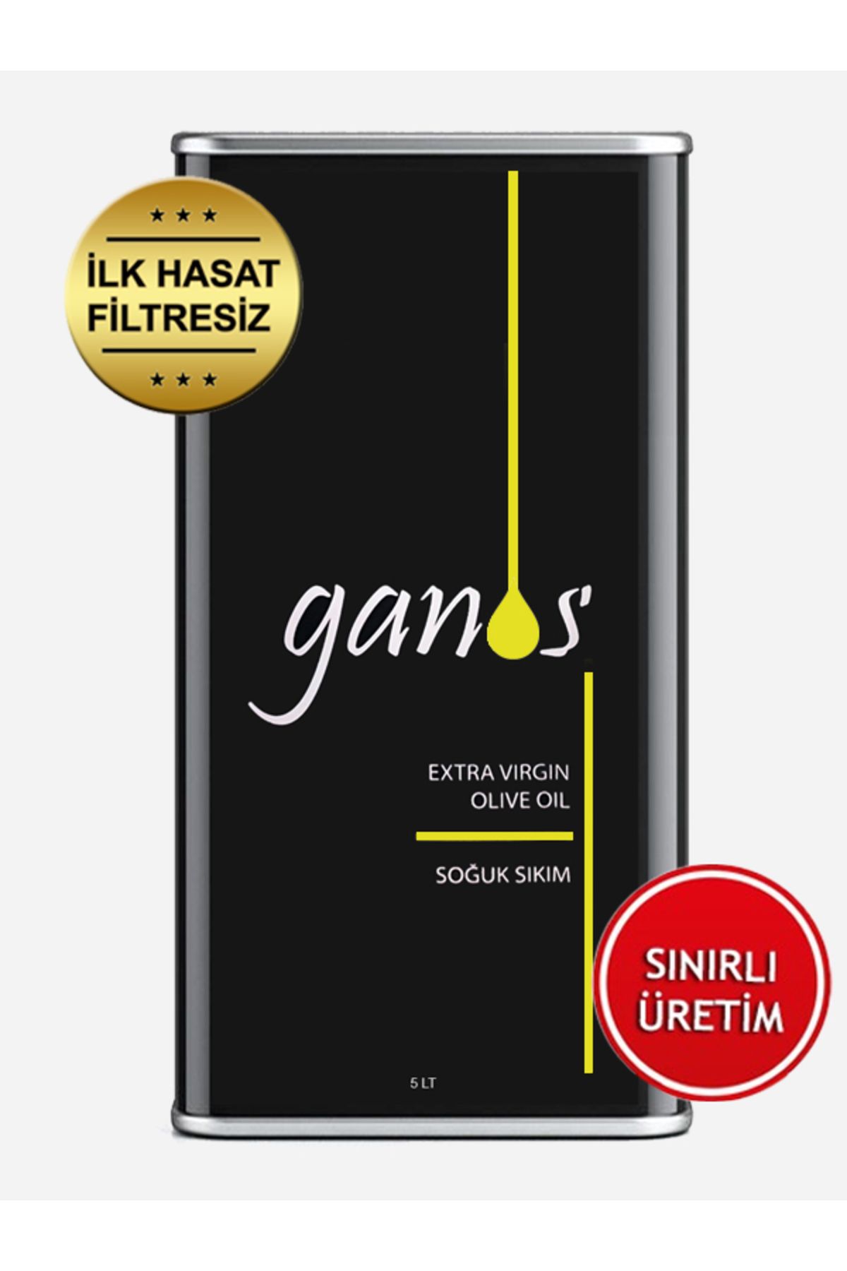 Ganos Oliveoil Naturel Sizma Zeyti̇n Yaği İlk Hasat Fi̇ltresi̇z Soğuk Sikim 5lt