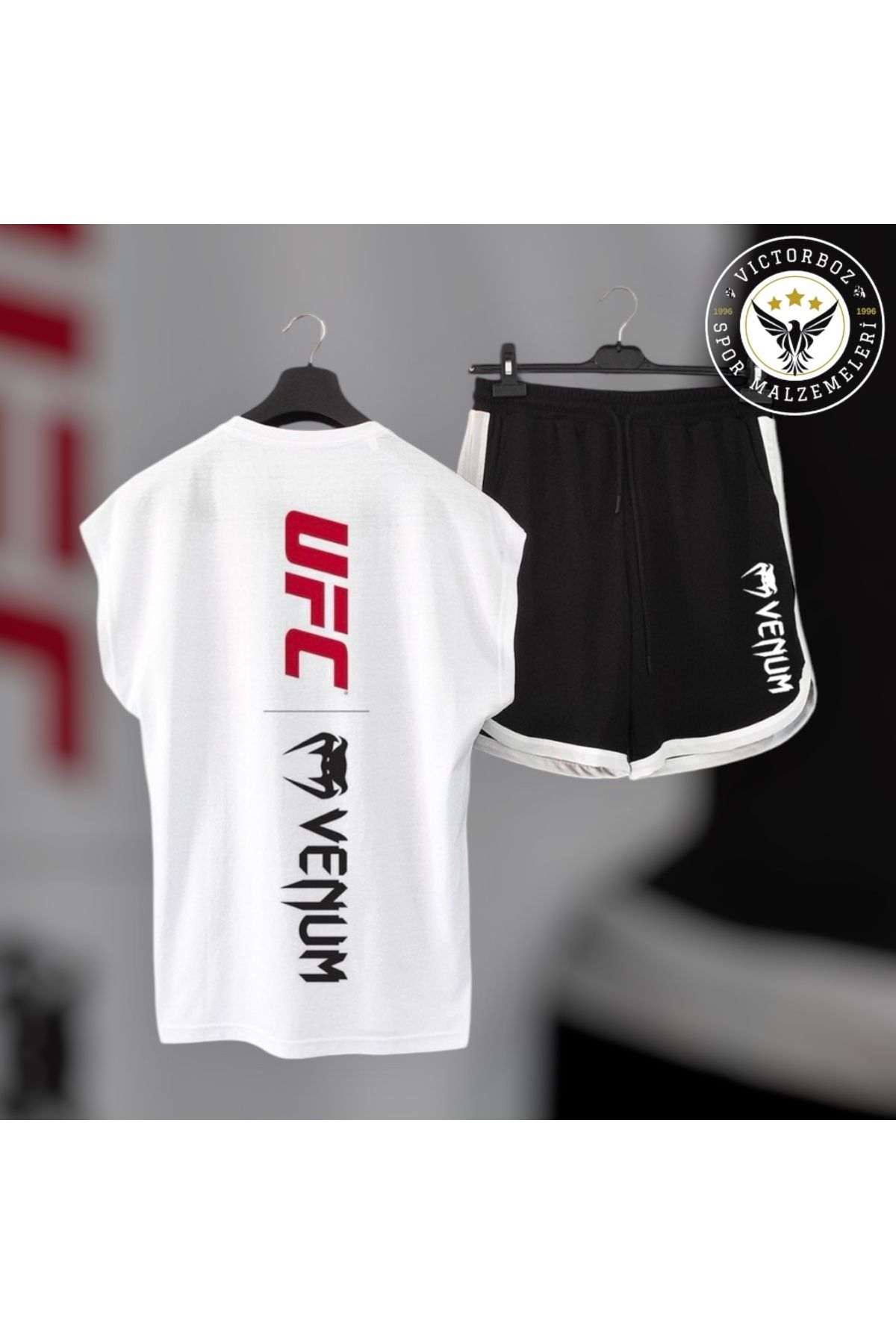 Venum UFC Venum Ön ve Arka Baskılı Sıfır Kollu Spor Tshirt Ve Şort