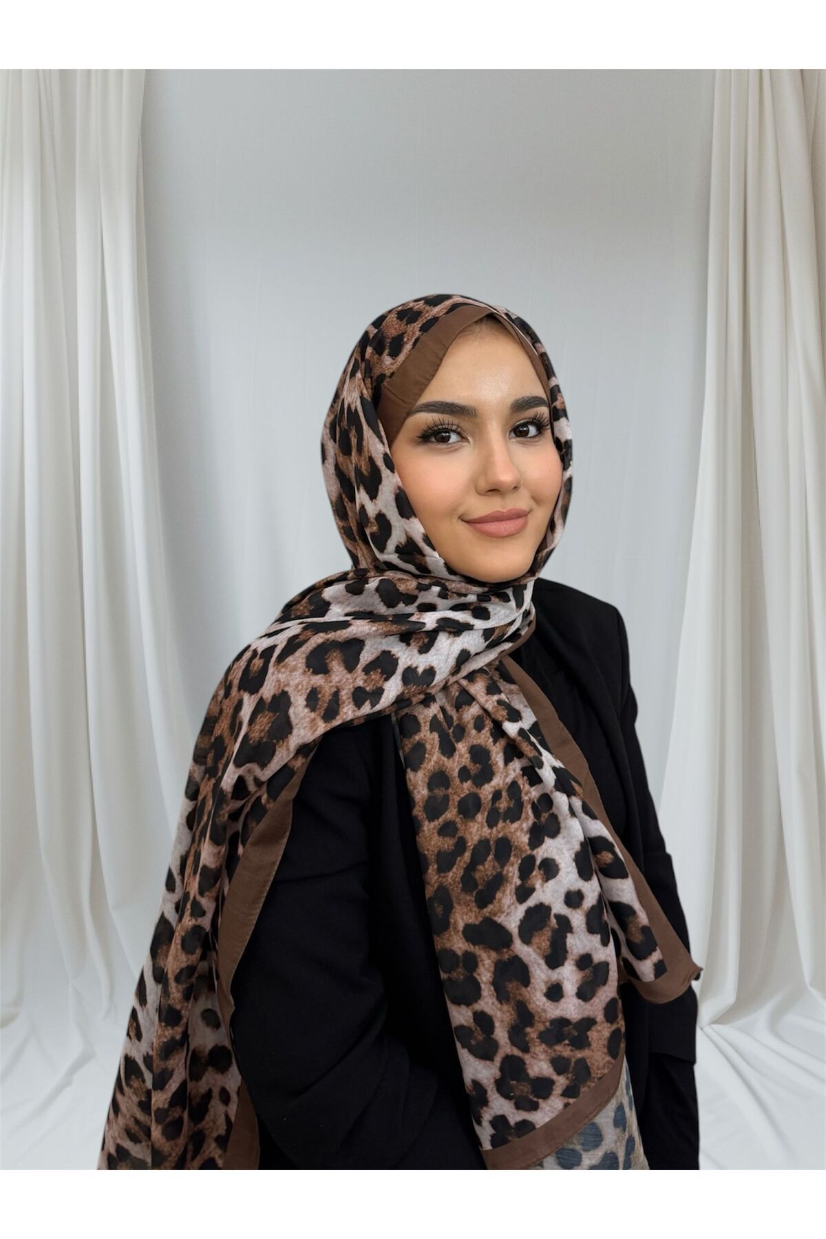 Scarf Kahverengi Leopar Desenli Şal