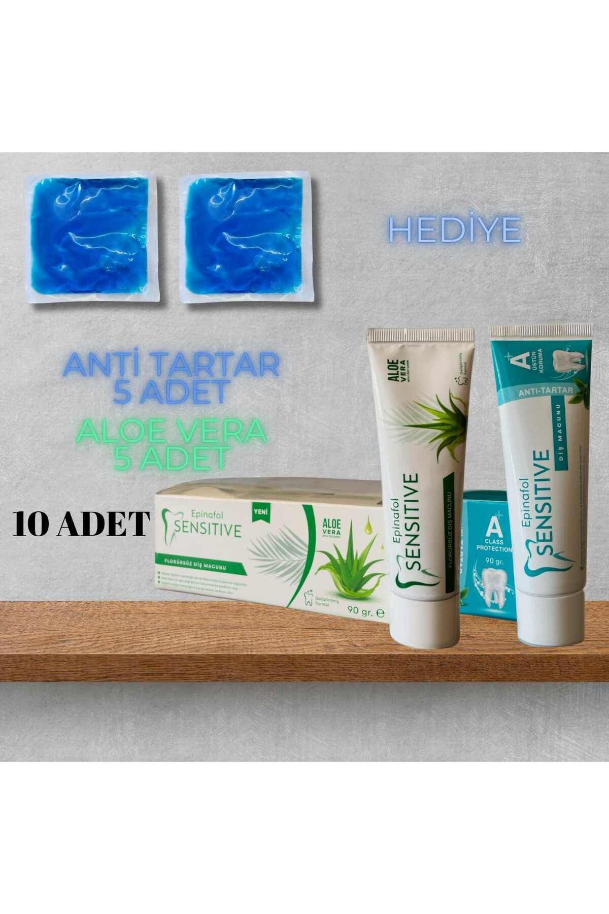 Epinafol Sensitive Diş Macunu 10 lu Set Anti Tartar Aloe Vera Buz Jeli Hediyeli