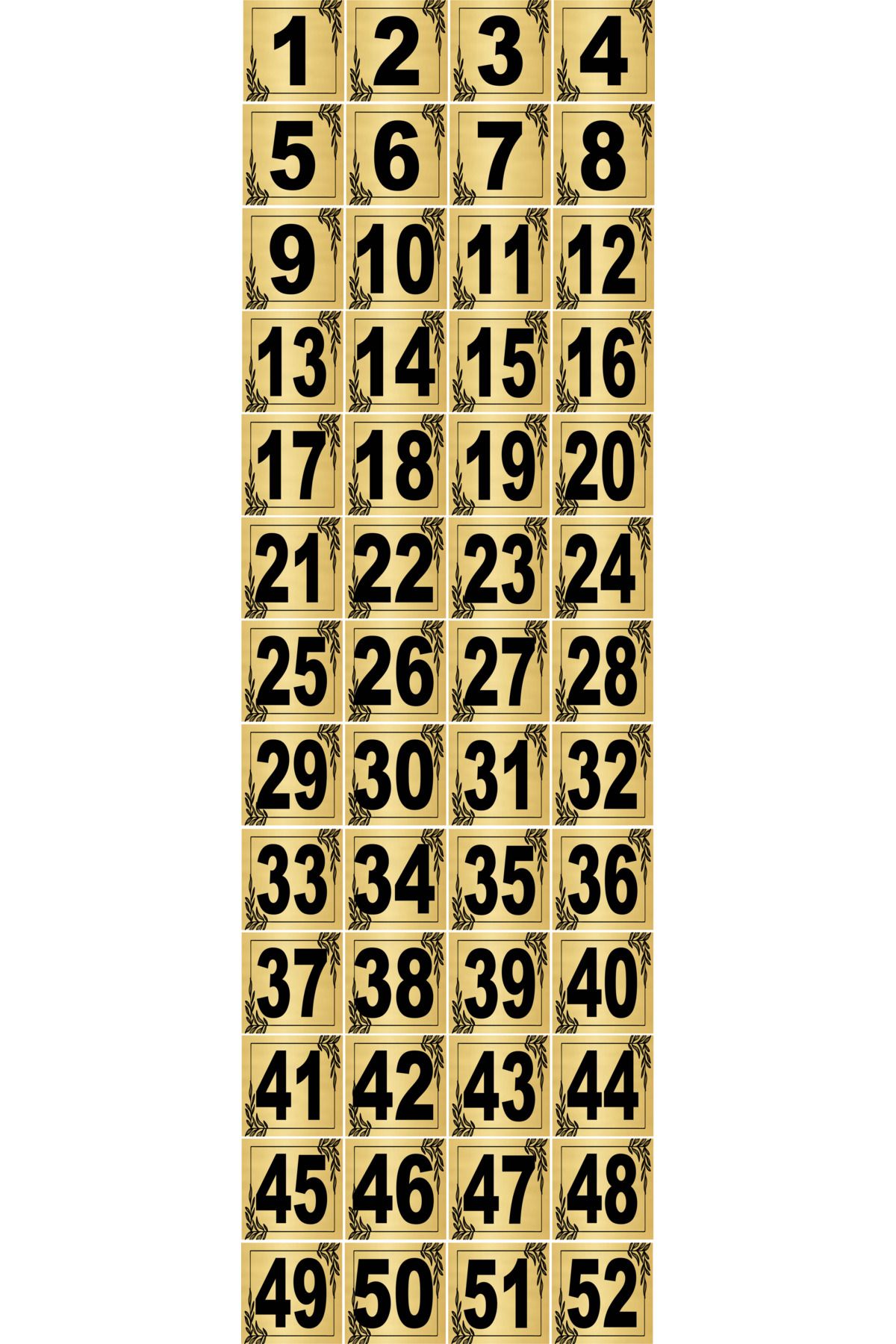 sıradışıhediyem Ușă Metalică - Apartament Apartament Dulap De Masă Numărul 52 De La 1 La 52 - One Size