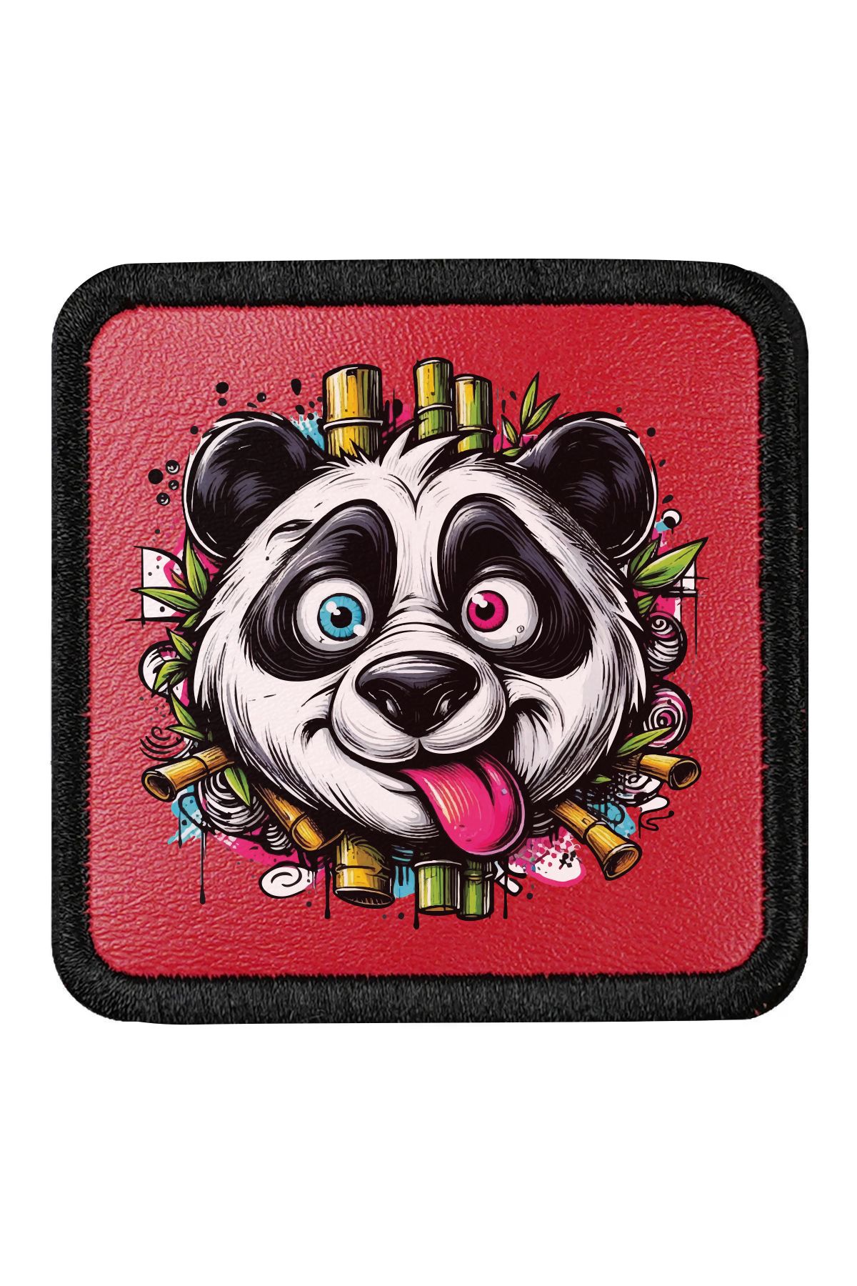 CraftID Renkli Panda Tasarımlı Değiştirilebilir Kırmızı Patch