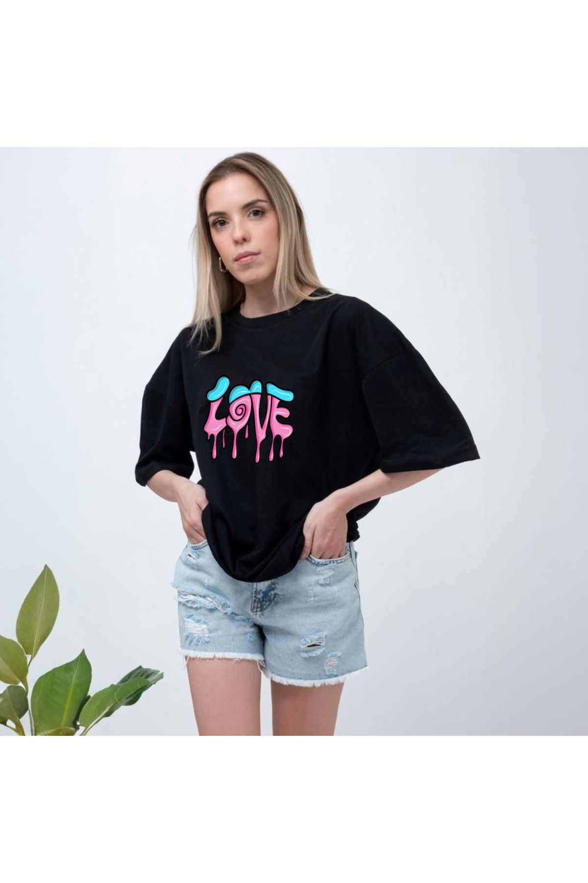 DWN WEAR LOVE Baskılı Süpreme Kumaş T-shirt