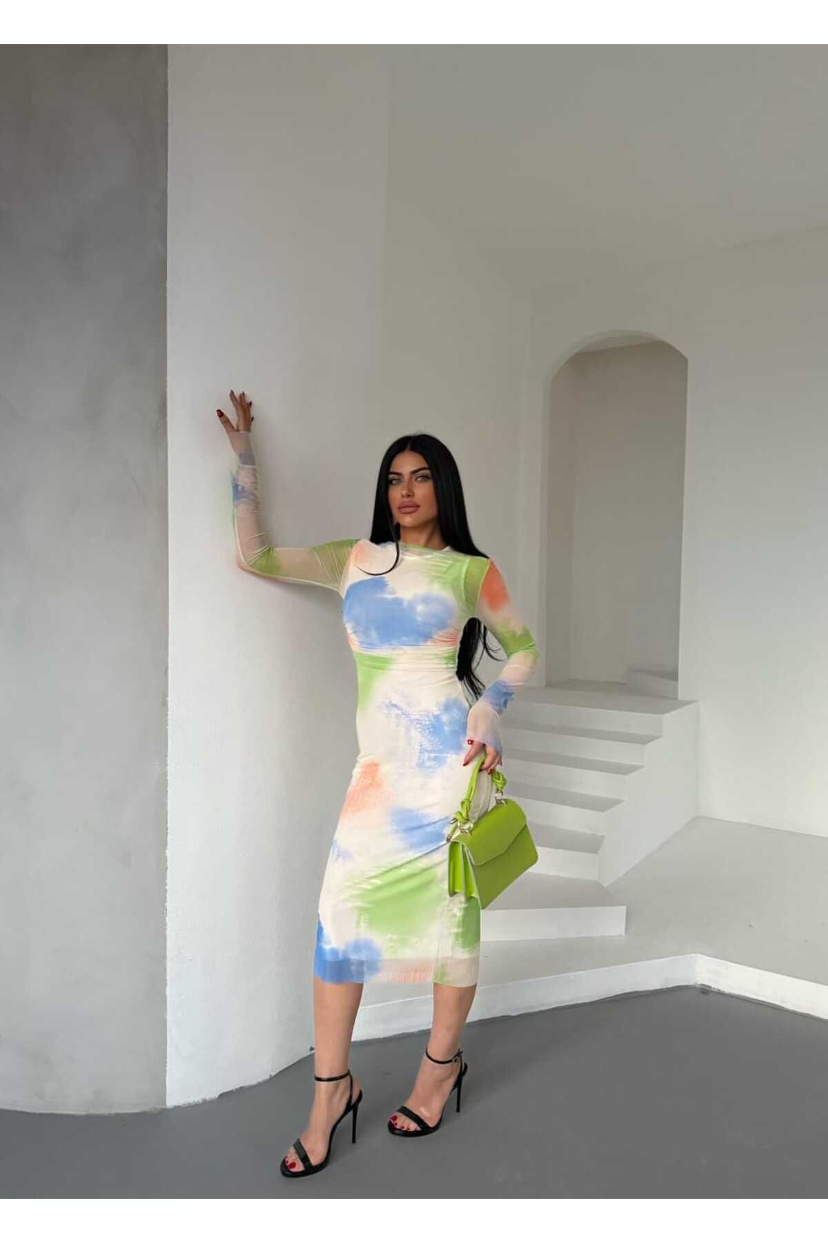 Lovely butik KADIN ÖZEL TASARIM İÇİ ASTARLI ŞIK MODEL TÜL ELBİSE