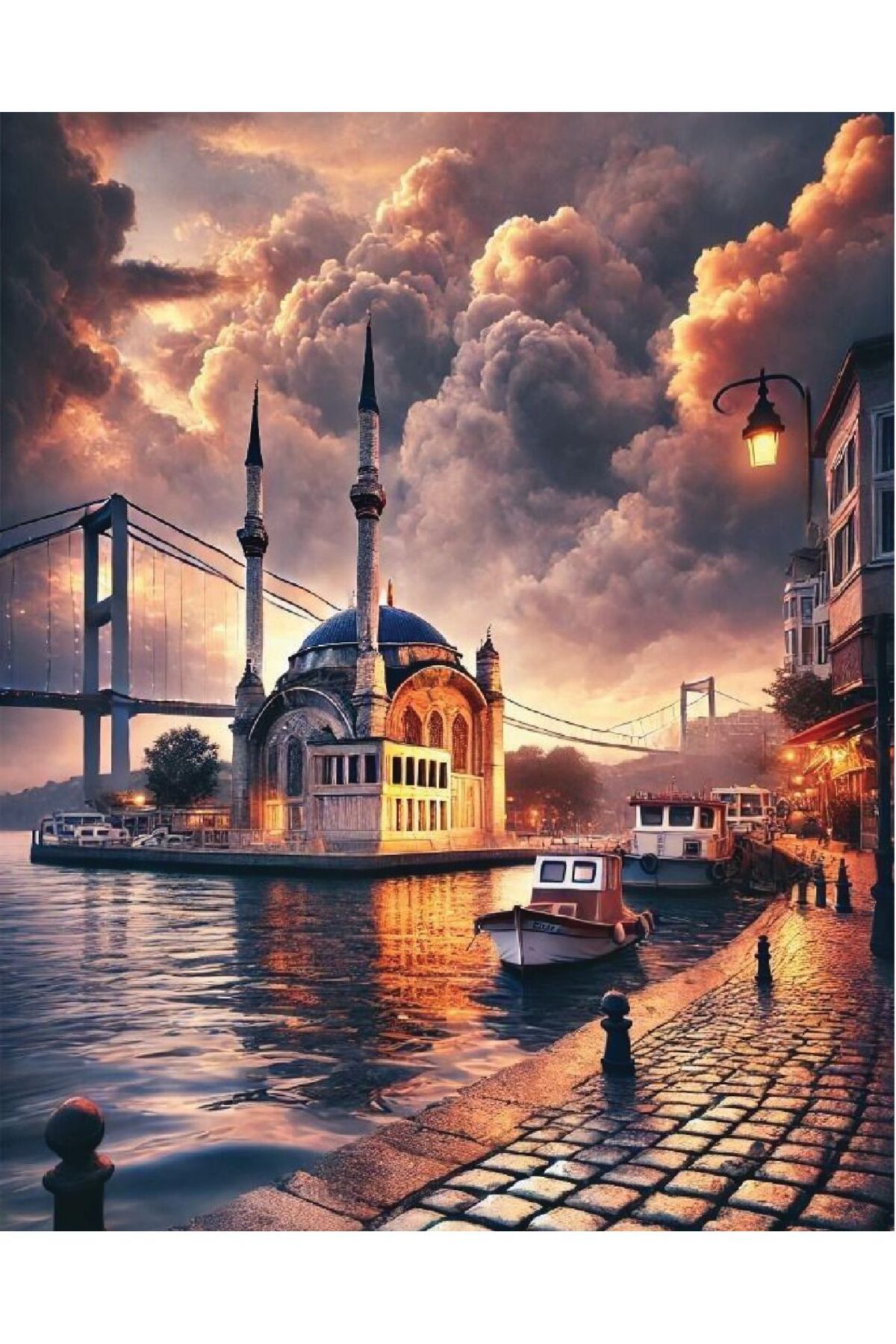 Tuval Dünyası Mavi Kanat Hediye Dünyası Sayılarla Boyama Tuval Seti 40x50 cm ORTAKÖY CAMİ TEMALI