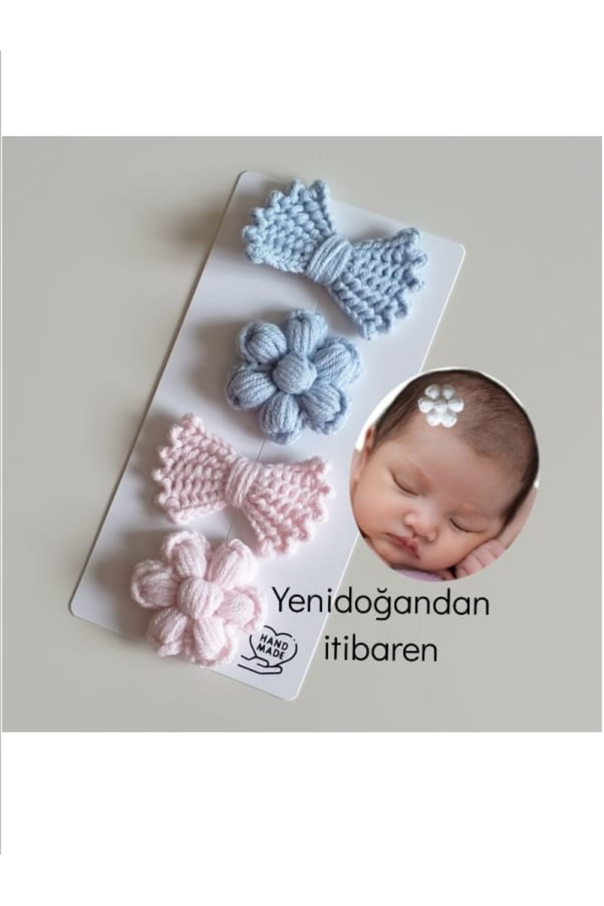 Kadın Girişimciler Atölyesi Yenidoğan Bebek Tokası 4'lü Klips Bebek Saçsız Bebek Tokaları