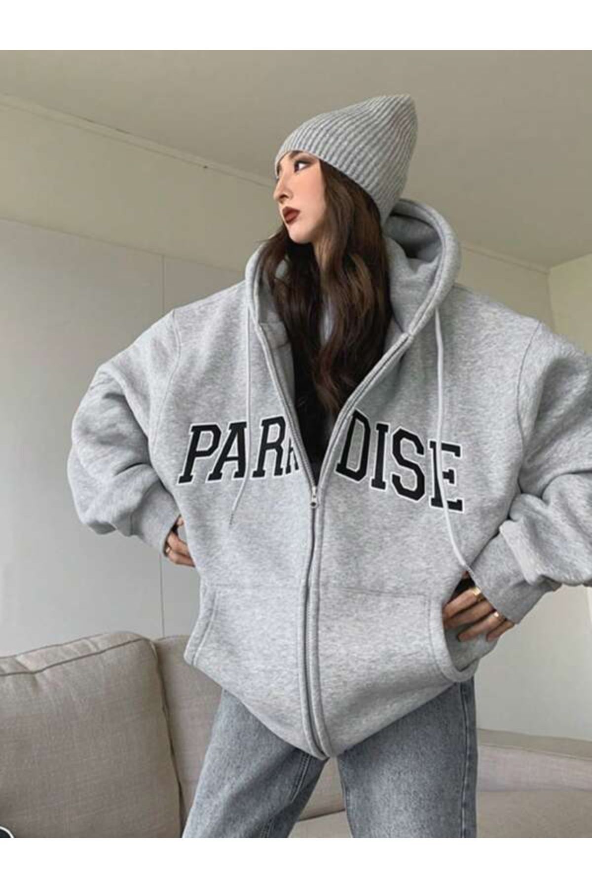 Charme Elegant Paradise 3 iplik Oversize Polar Ceket - Hırka