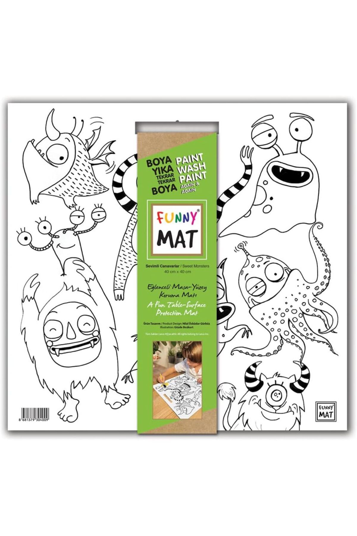 NcK Çocuk Funny Mat White 40X40Cm - Sevimli Canavarlar