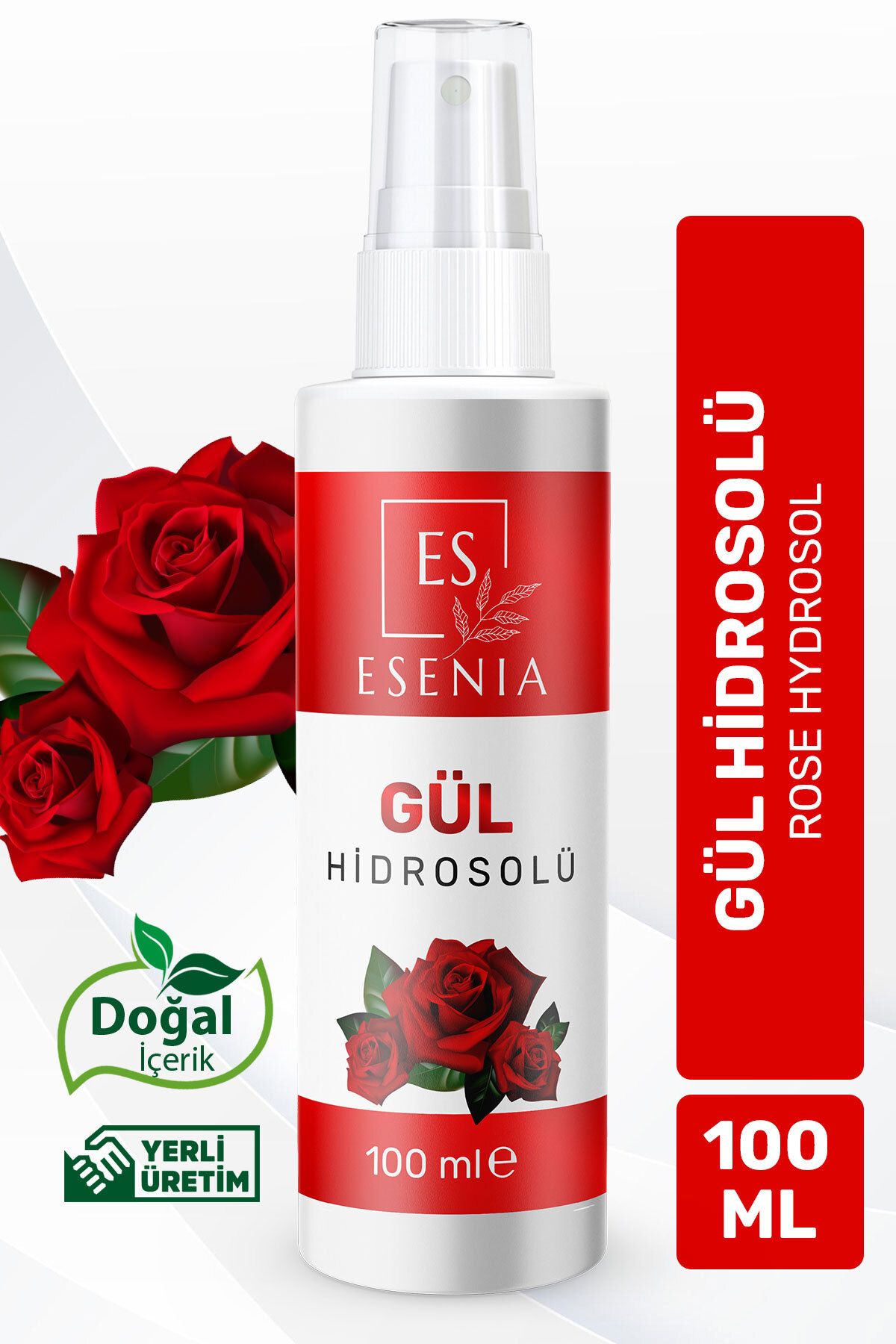 ESENIA Gül Suyu Hidrosolü Gözenek Sıkılaştırıcı Aydınlatıcı Ve Arındırıcı Tonik Doğal Ve Saf 100 ml