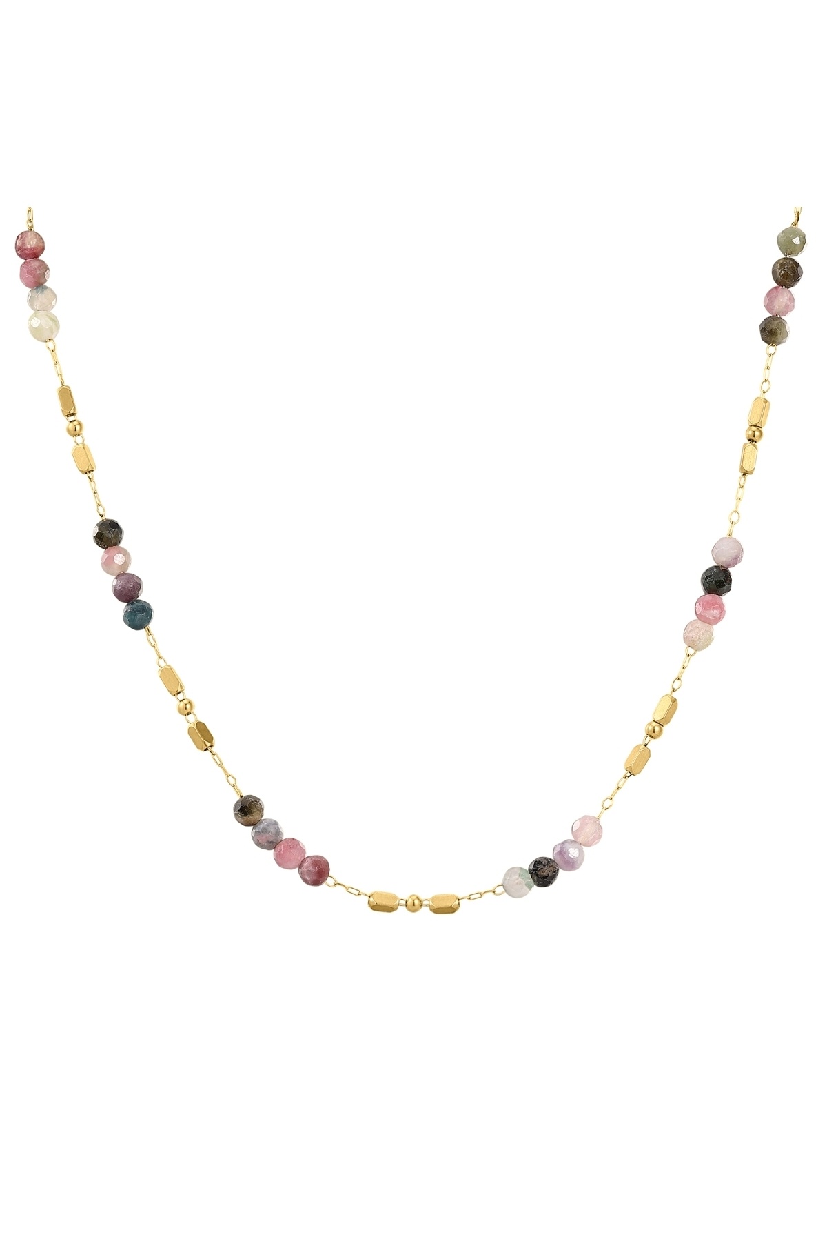 eastside-Edelstahlhalskette Kette Edelstahl gelbgold Turmalin multicolor 1