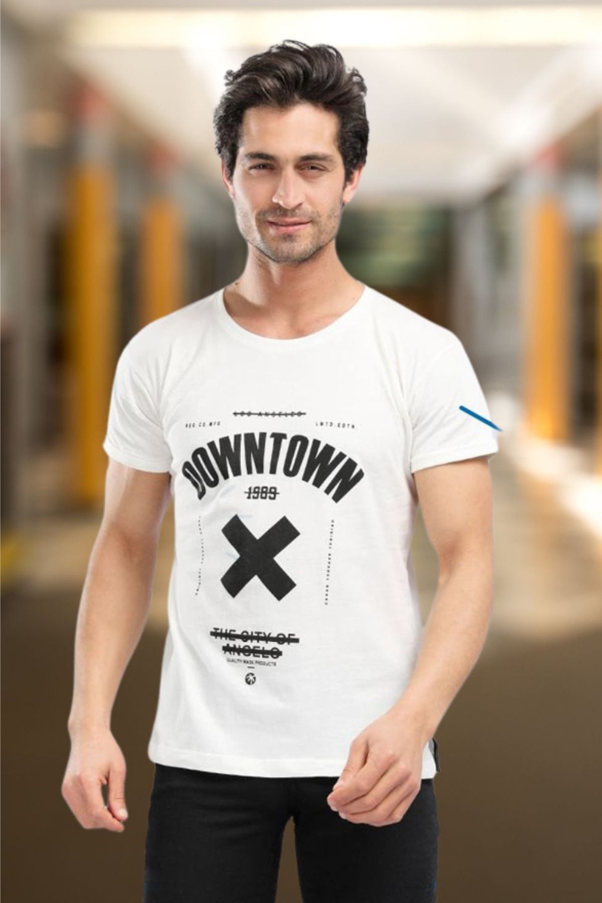 FECCY Pamuklu Downtown Baskılı Oversize T-shirt