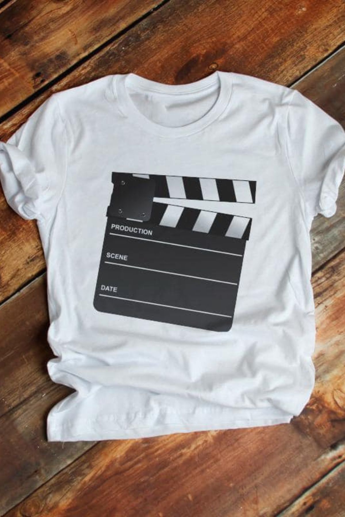 FECCY Pamuklu Film Clapper Baskılı Oversize T-shirt