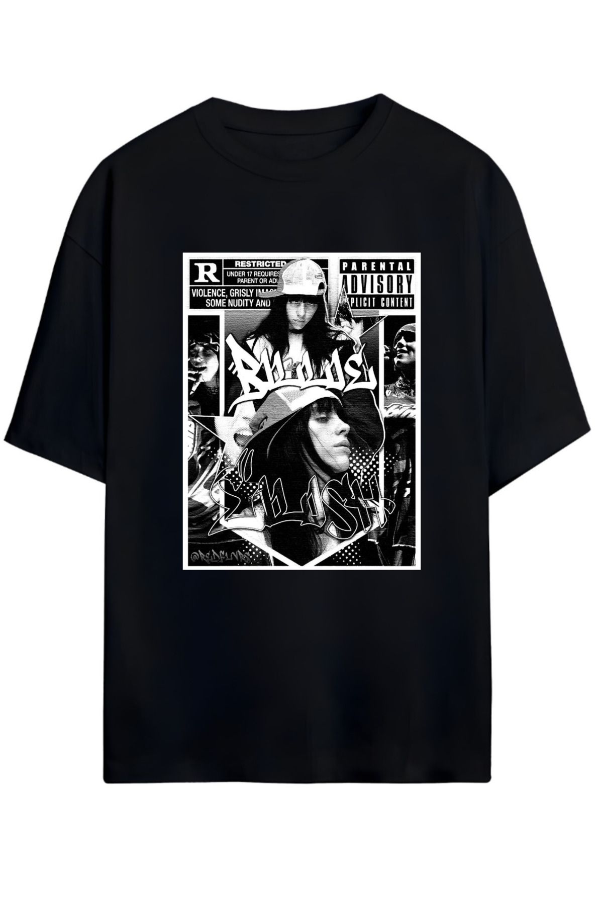 MAGORS BILLIE EILISH TASARIMLI UNISEX YENİ SEZON OVERSIZE PAMUKLU  T-SHIRT