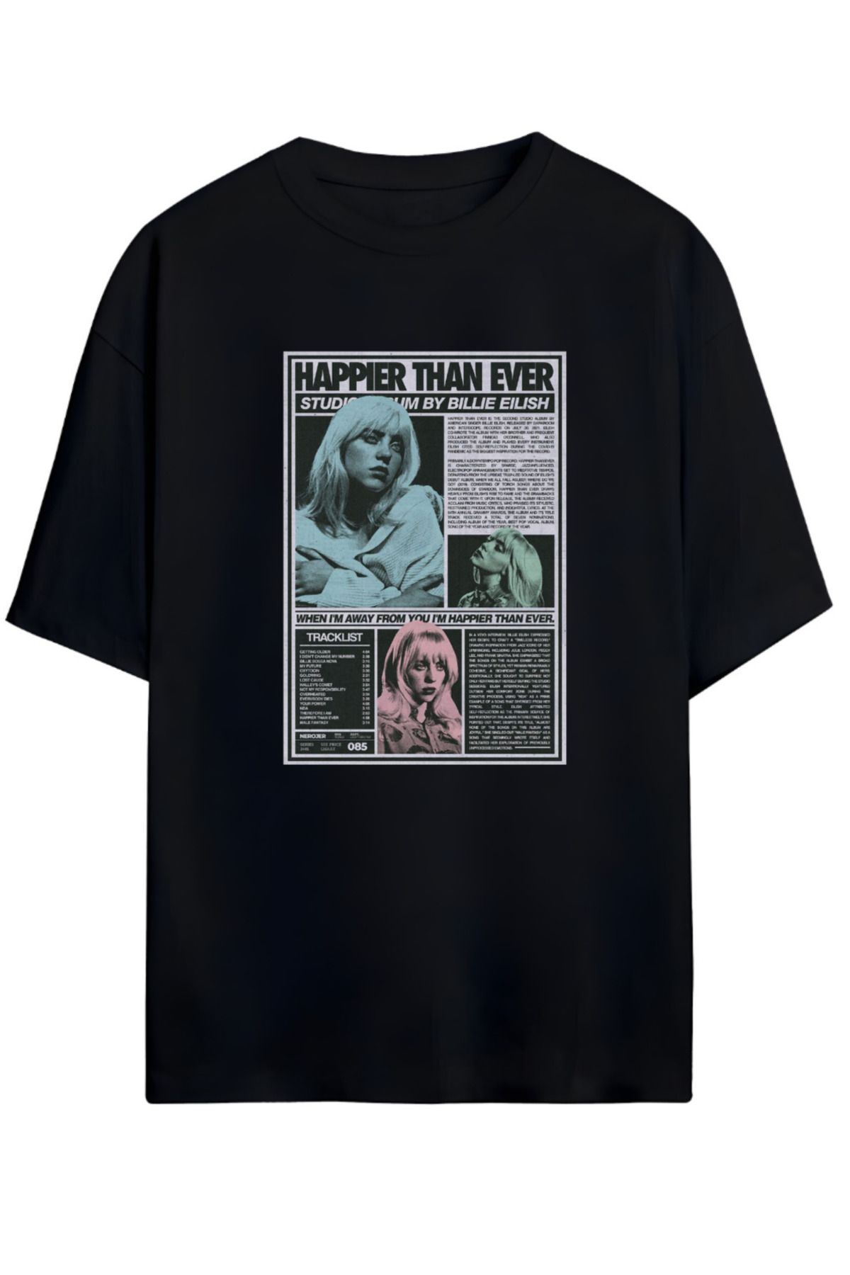 MAGORS BILLIE EILISH TASARIMLI UNISEX YENİ SEZON OVERSIZE PAMUKLU  T-SHIRT