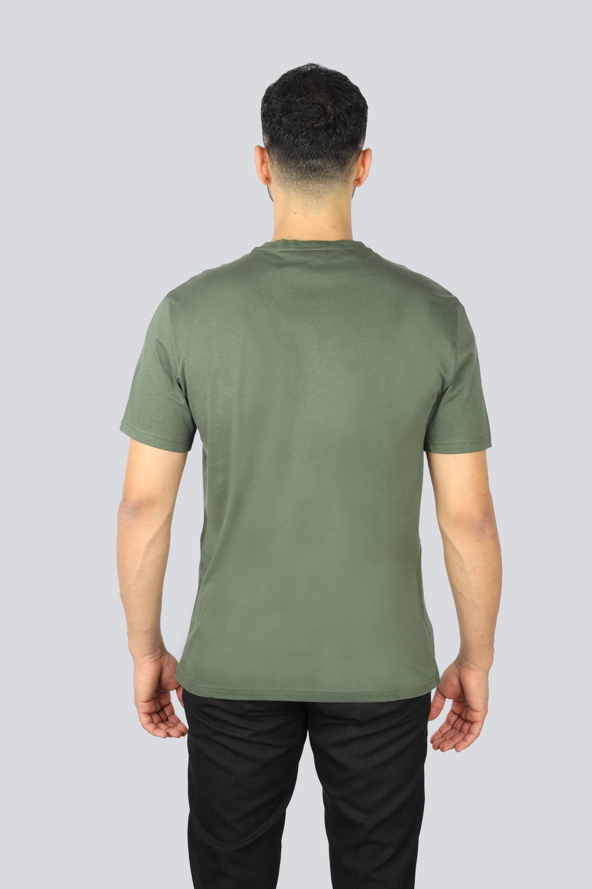 Emporio Armani-Men's Regular Fit Round Neck Front Printed Short Sleeve Green T-Shirt Em 000574   Af12349-F7009 3