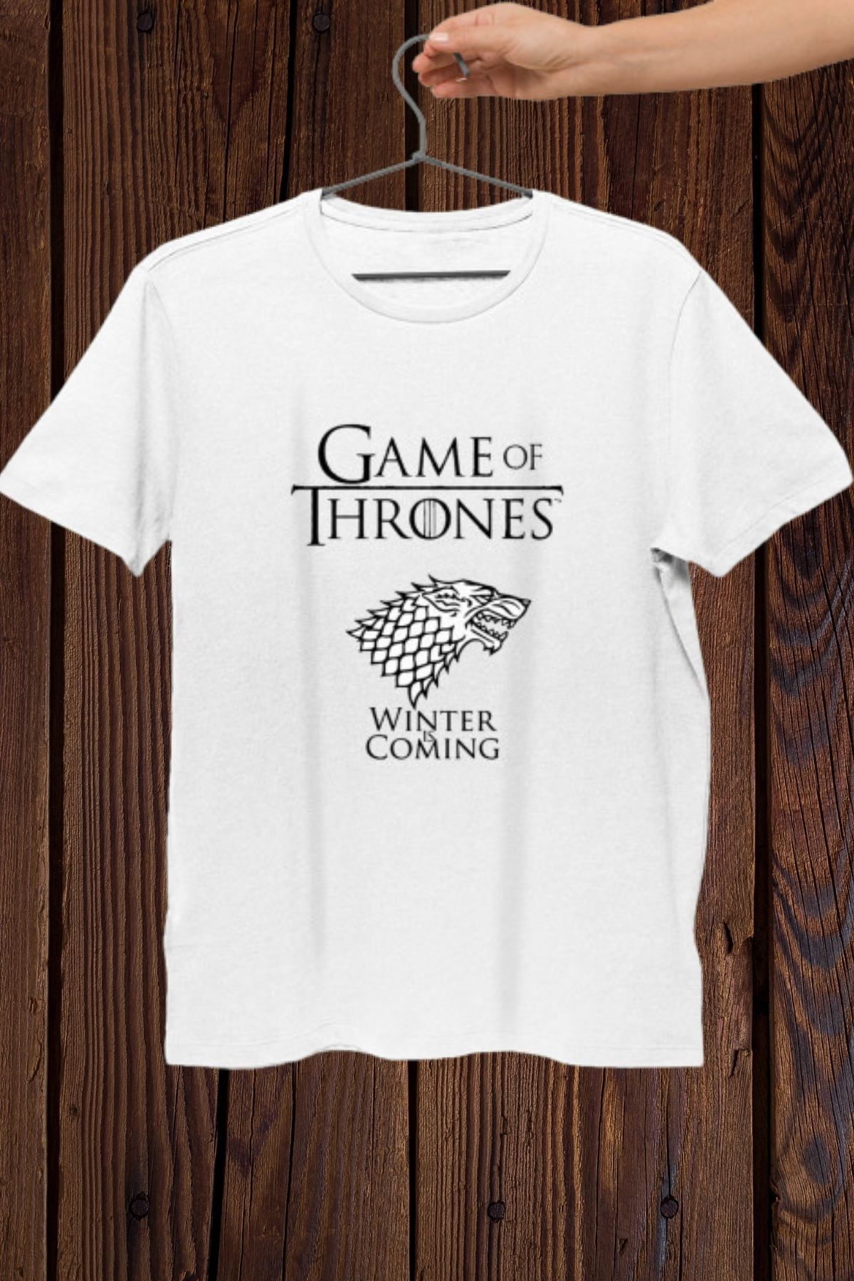 FECCY Pamuklu Game of Thrones Baskılı Oversize T-shirt