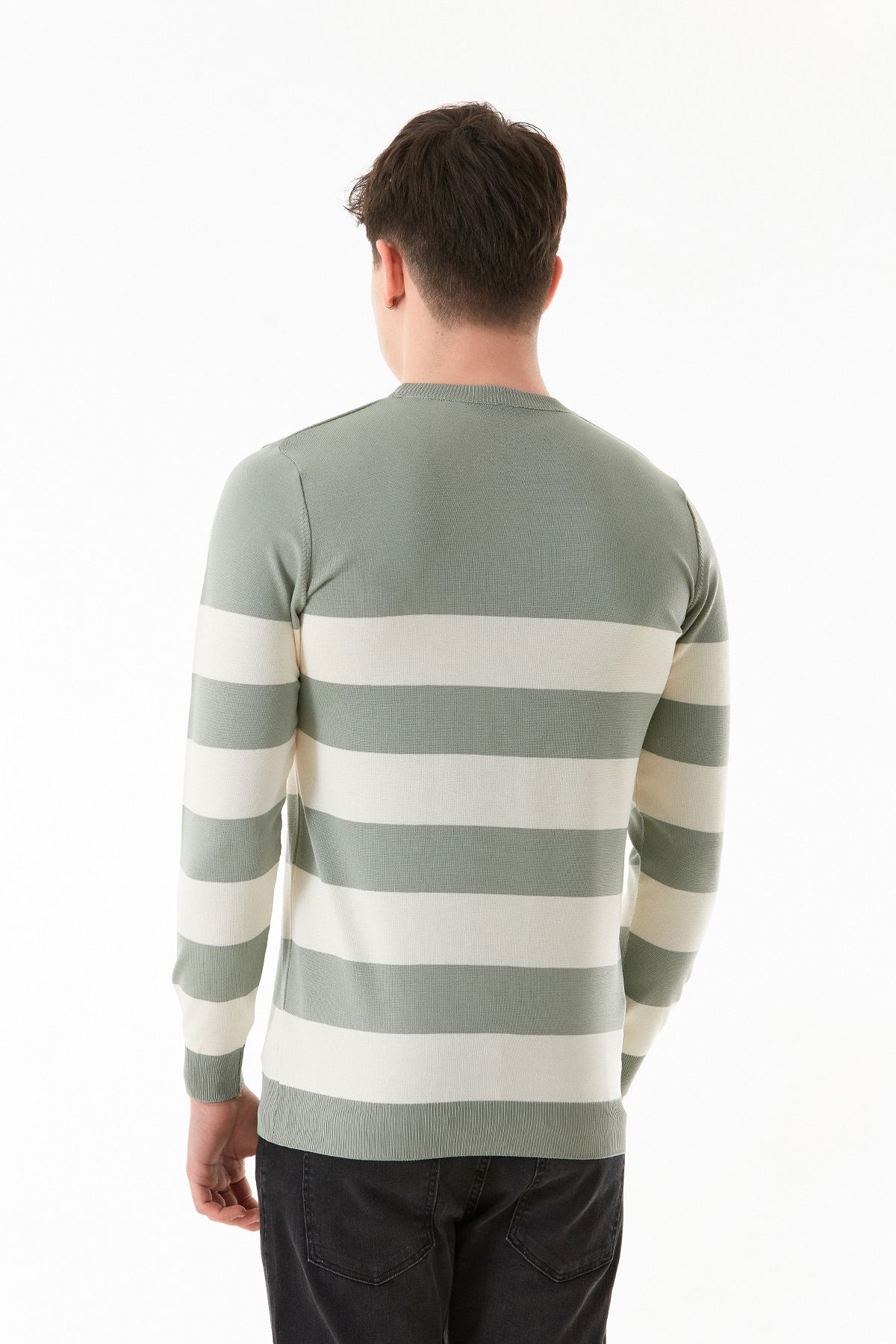 Fulla Moda-Striped Crew Neck Knitwear Sweater 4