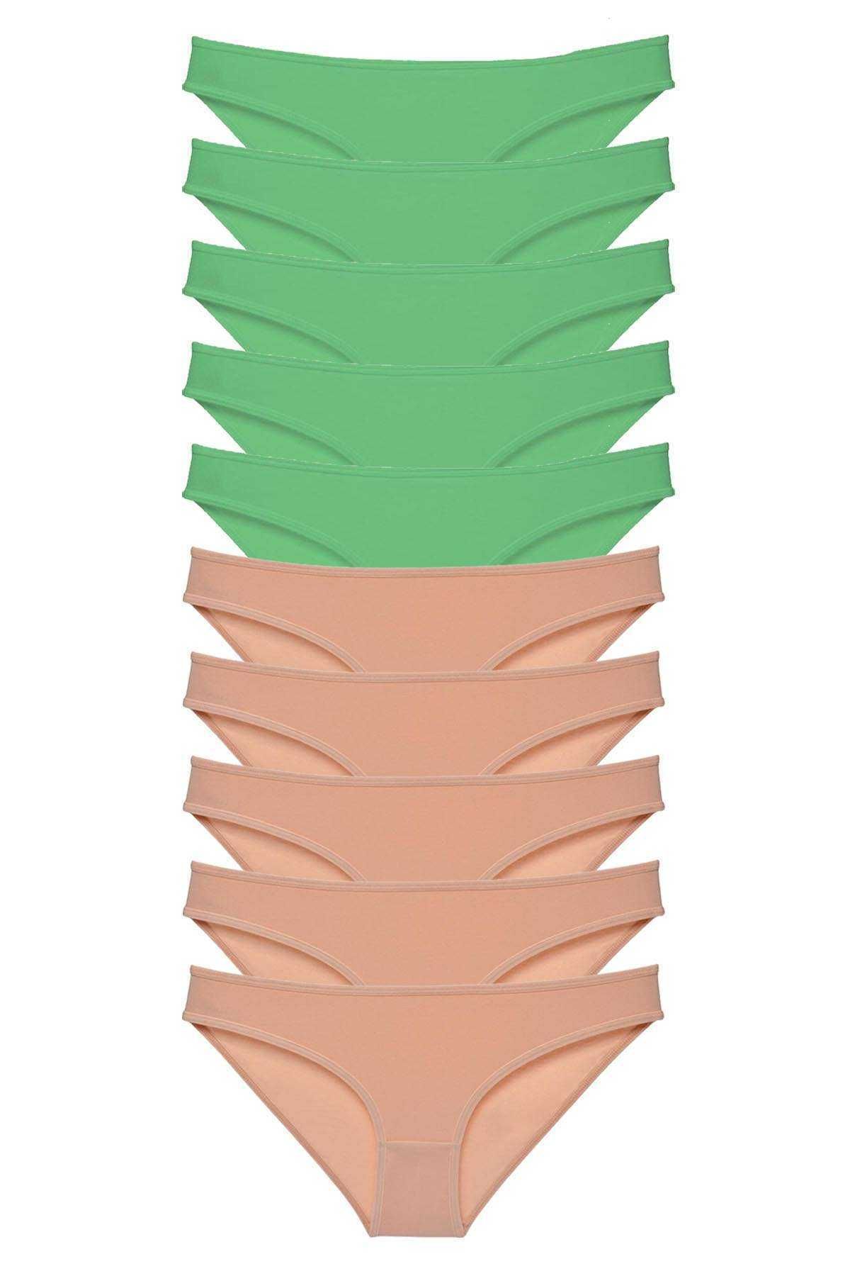Ramby 10 adet Süper Eko Set Likralı Kadın Slip Külot Yeşil Ten