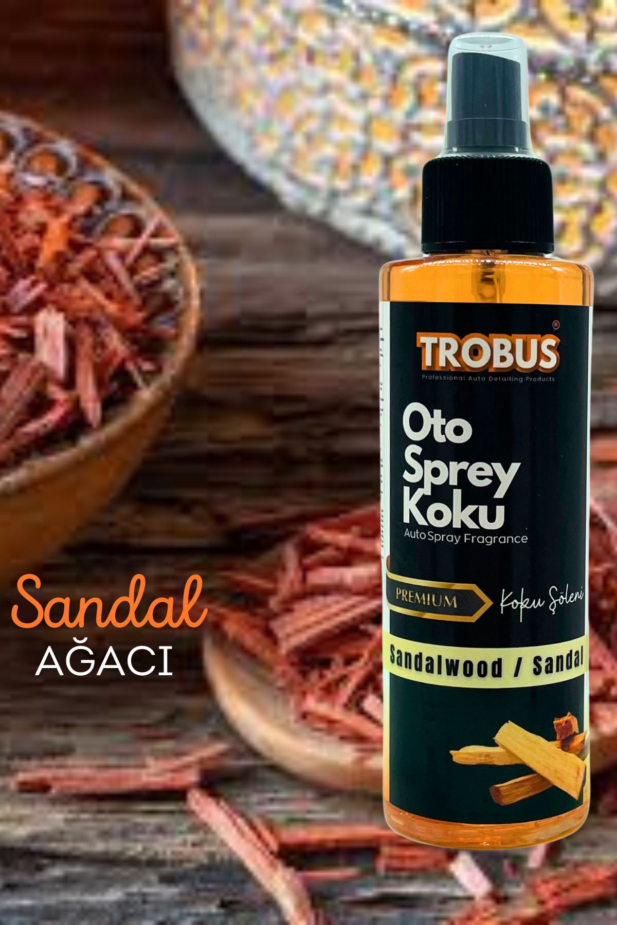 TROBUS Sandalwood/Sandal Oto Sprey Koku - Premium Egzotik Ferahlık (150 ml)