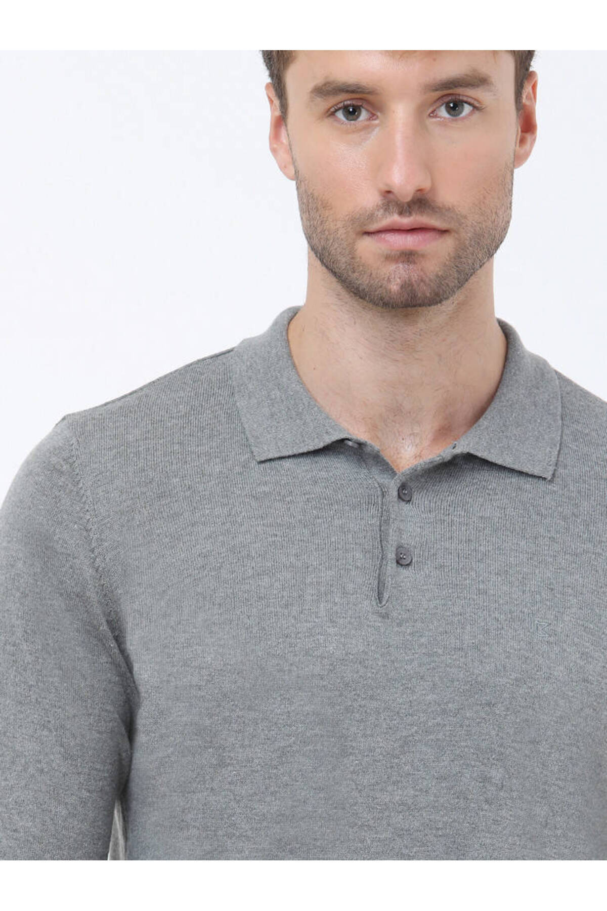 Kip-Gray Polo Neck Cotton Blended Knitwear Sweater 4