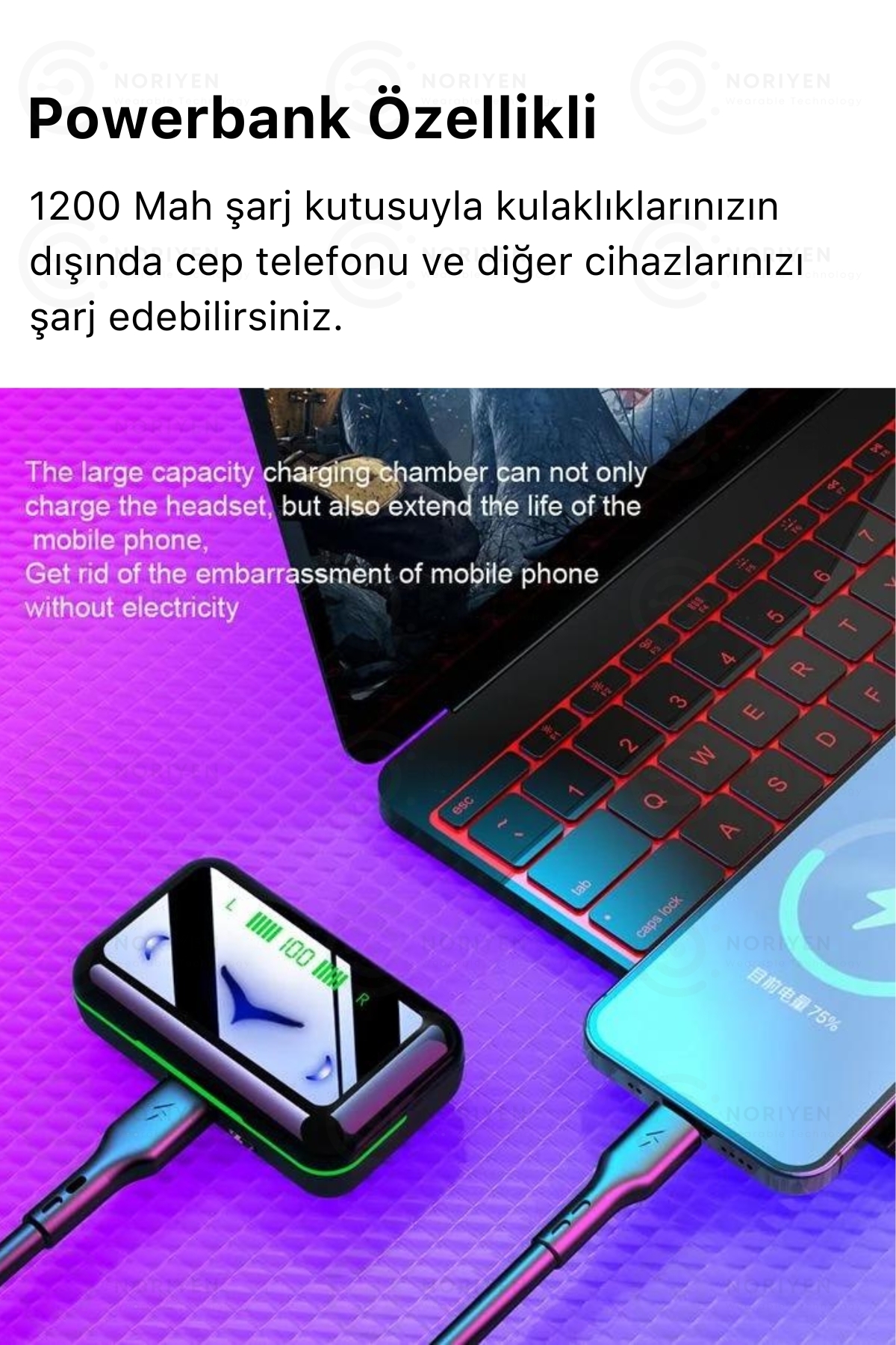 E10 Hd Ses Rgb Işıklı Çift Mikrofonlu 1200 Mah Powerbanklı Oyuncu Kablosuz 5.1 Blutooth Kulaklık