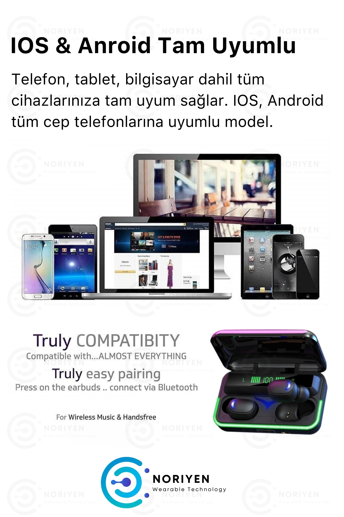 E10 Hd Ses Rgb Işıklı Çift Mikrofonlu 1200 Mah Powerbanklı Oyuncu Kablosuz 5.1 Blutooth Kulaklık