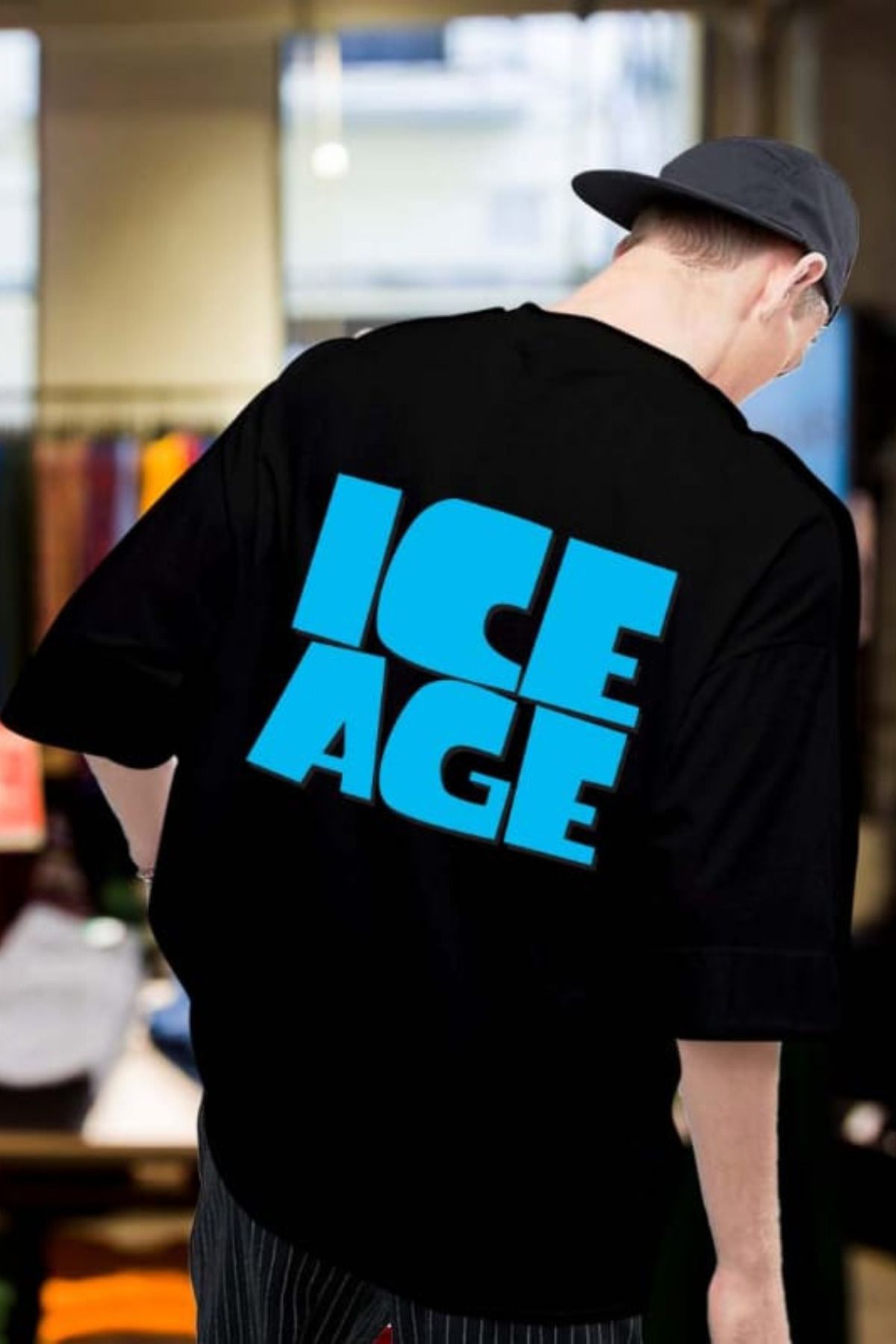 FECCY Pamuklu Ice Age Baskılı Oversize T-shirt