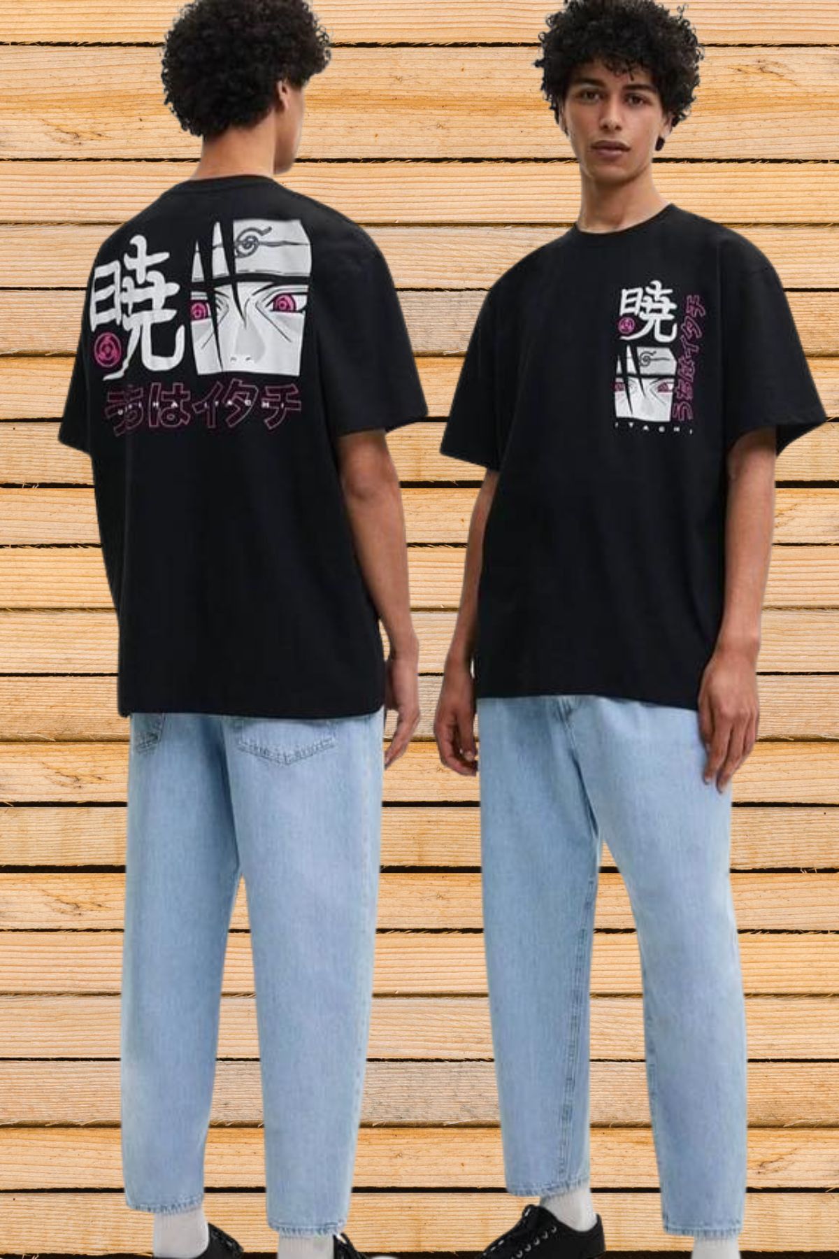 FECCY Pamuklu Itachi Baskılı Oversize T-shirt