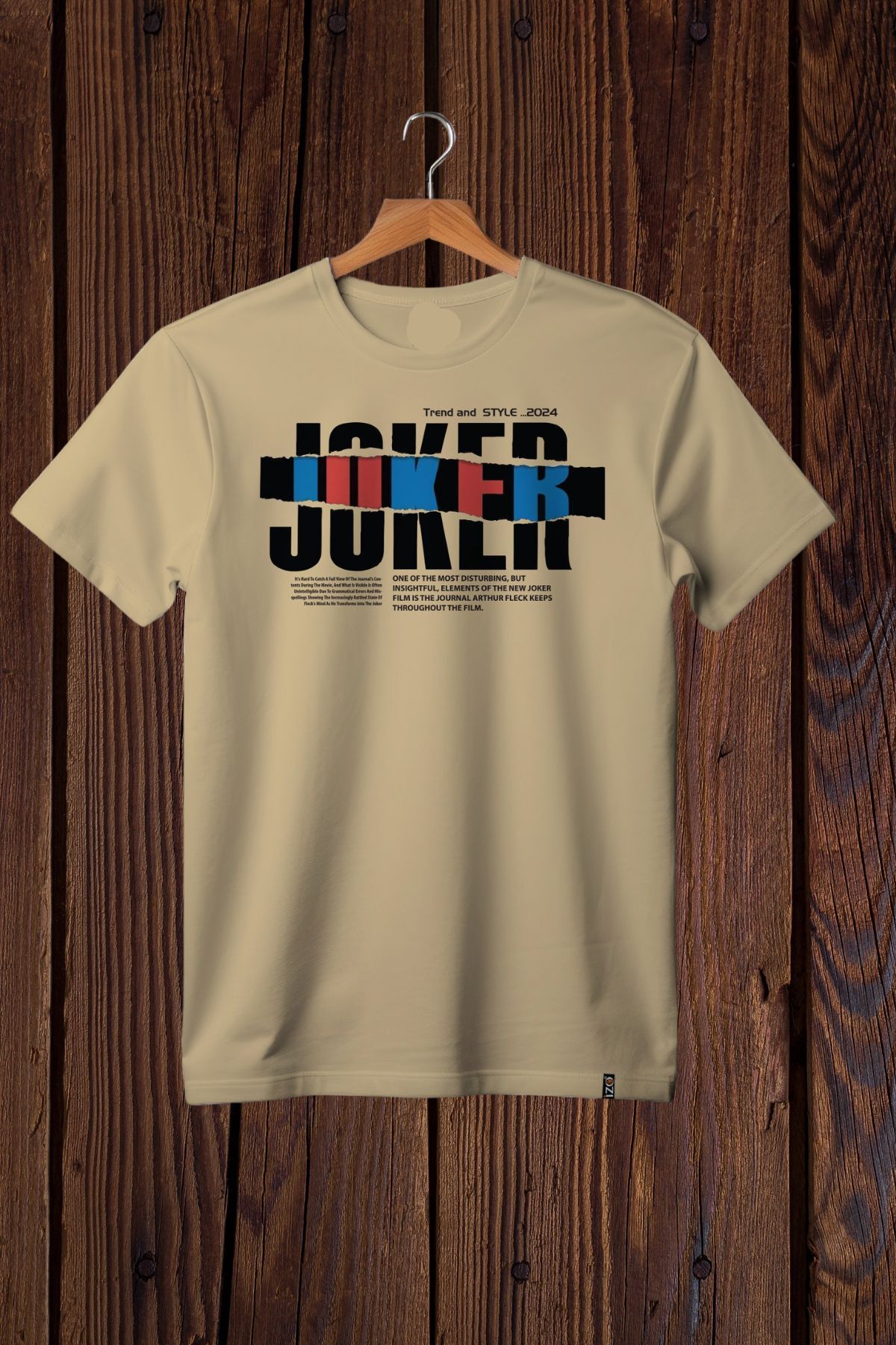 FECCY Pamuklu Joker Bej Oversize T-shirt