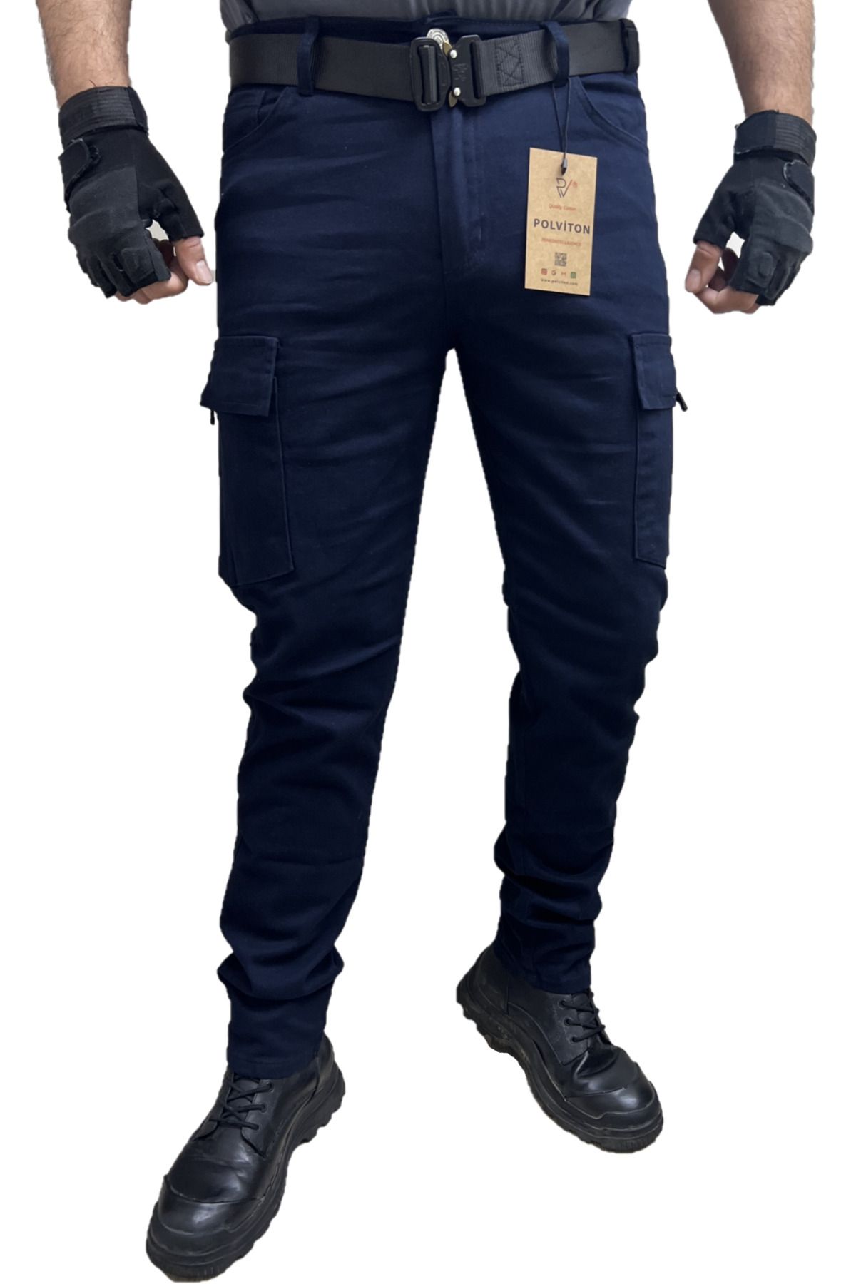 Polviton-Pantaloni cargo pentru bărbați Pantaloni pentru bărbați Combat Slim Fit 3