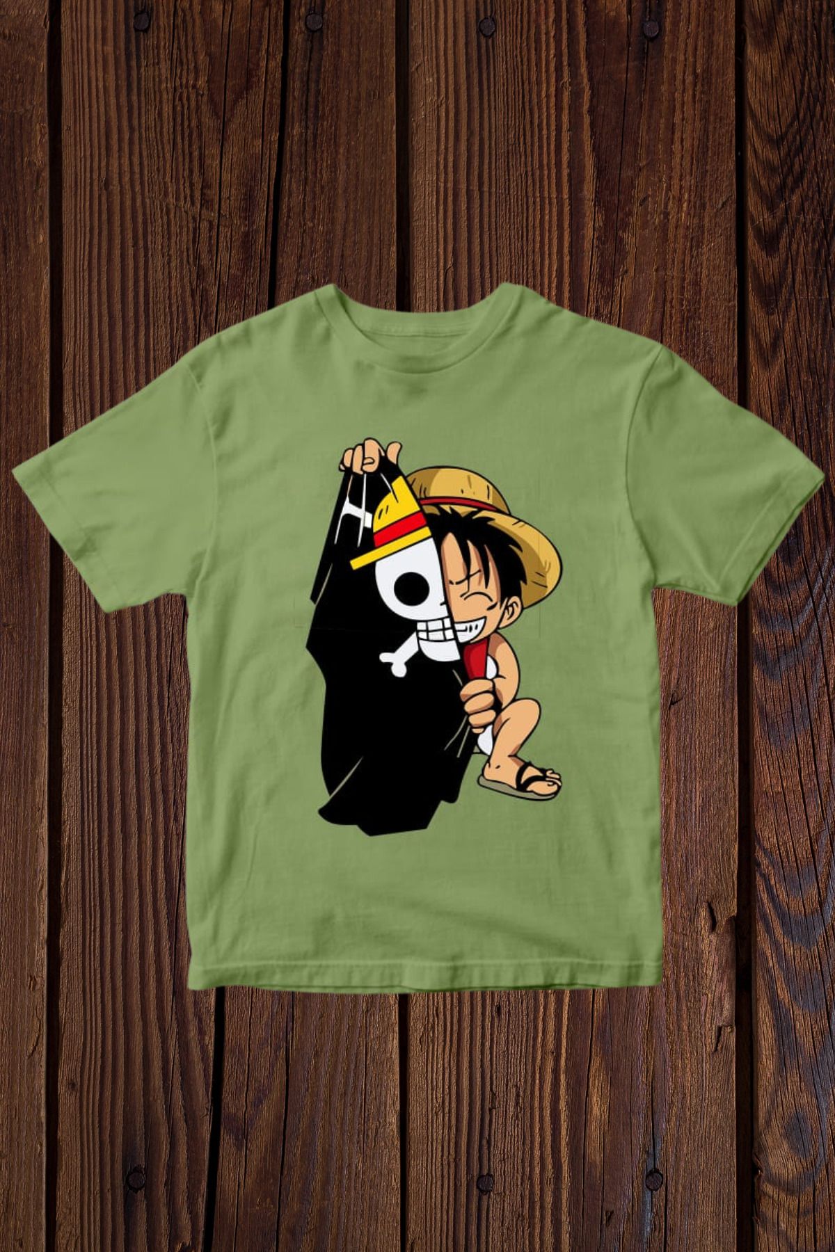 FECCY Pamuklu Luffy Baskılı Oversize T-shirt