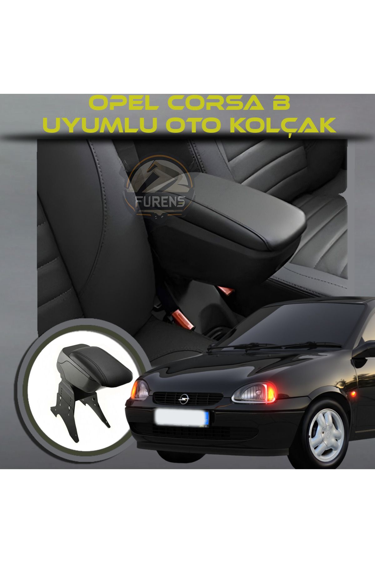 STS Oto Aksesuar Opel Corsa B Uyumlu Kol Dayama Ve Kolçak Sürgülü Bardaklıklı Ayarlanabilir Siyah Deri