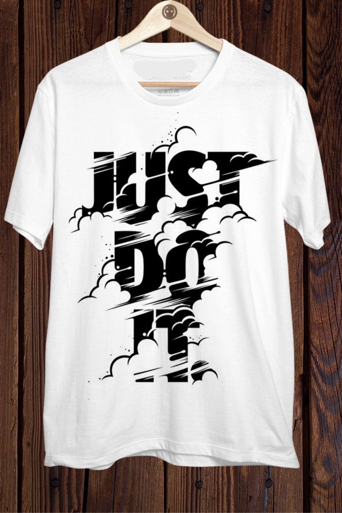 FECCY Pamuklu JUST DO IT Baskılı Oversize T-shirt