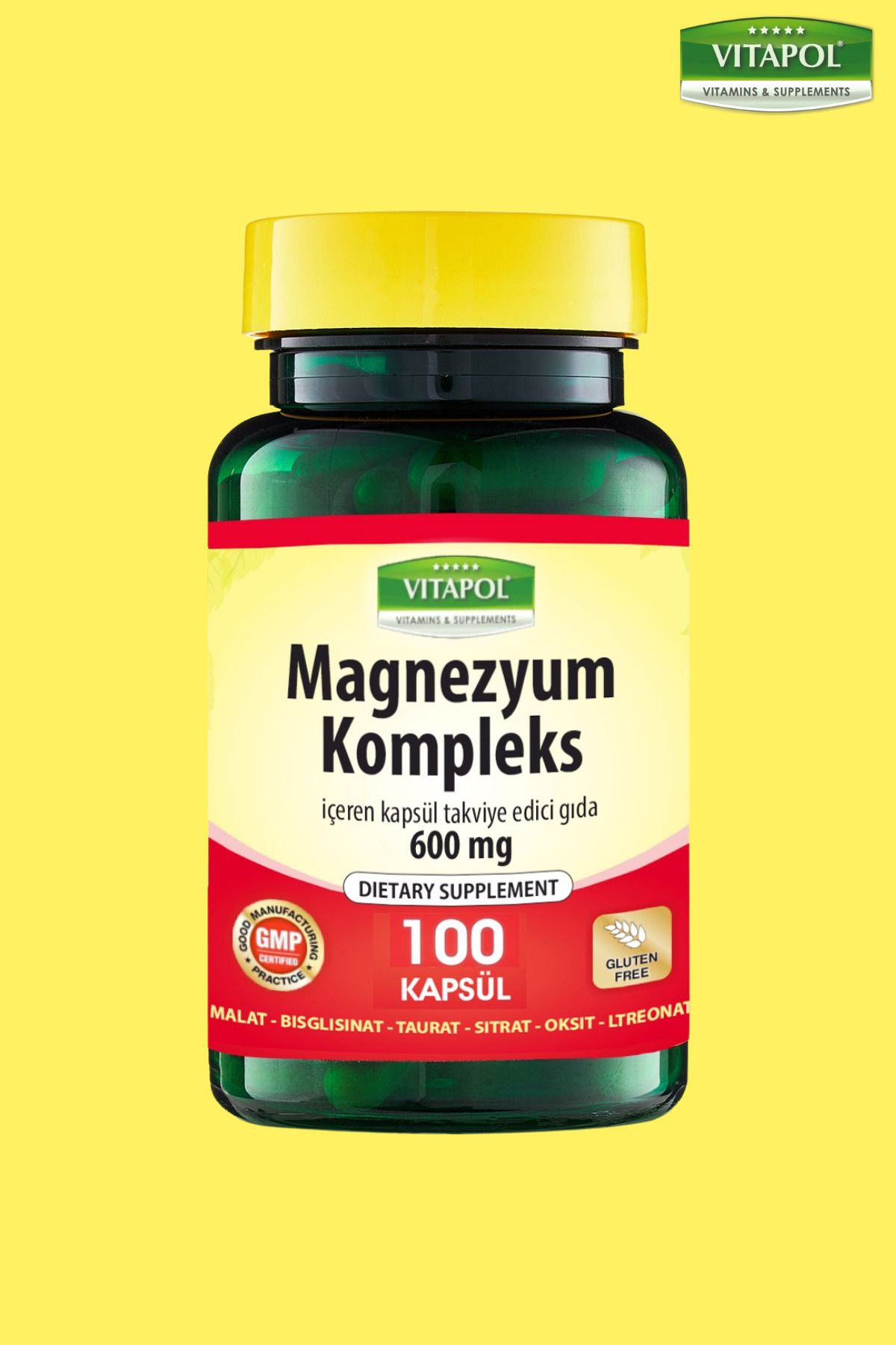 Vitapol Magnezyum Kompleks 600 Mg 100 Kapsül 6 Çeşit Magnezyum Türevi Magnesıum Complex