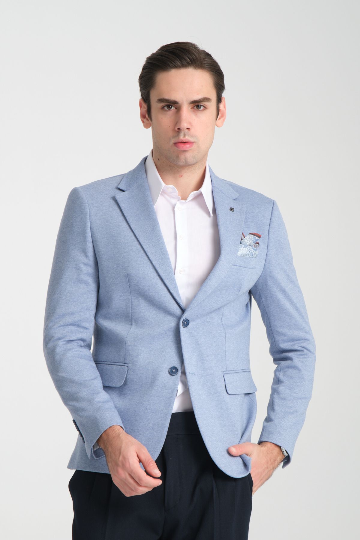 Frappoli Fenix Erkek Battal Büyük Beden Maxi Regular Fit Pamuk Karışımlı Likralı Blazer Ceket