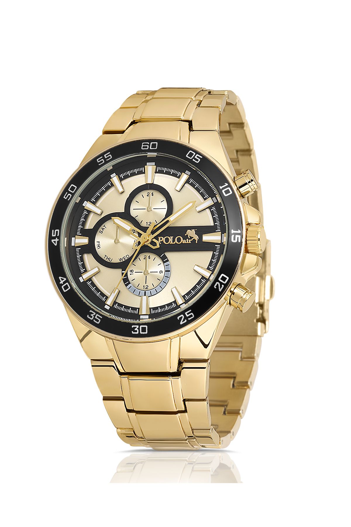 Polo Air-Men's Sports Metal Wristwatch - Gold Black Pl-0961E6X 2