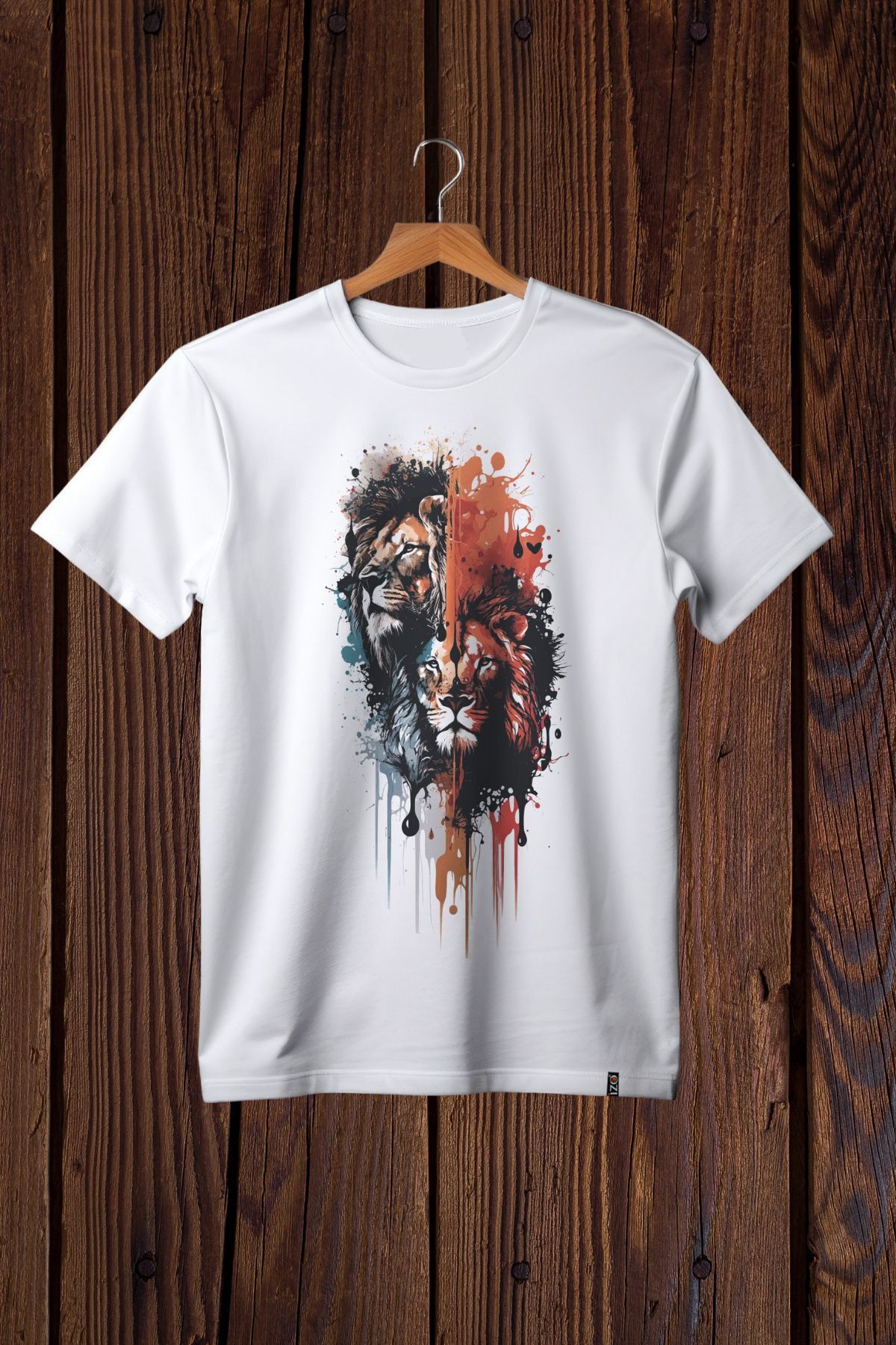 FECCY Pamuklu Lion Art Baskılı Oversize T-shirt