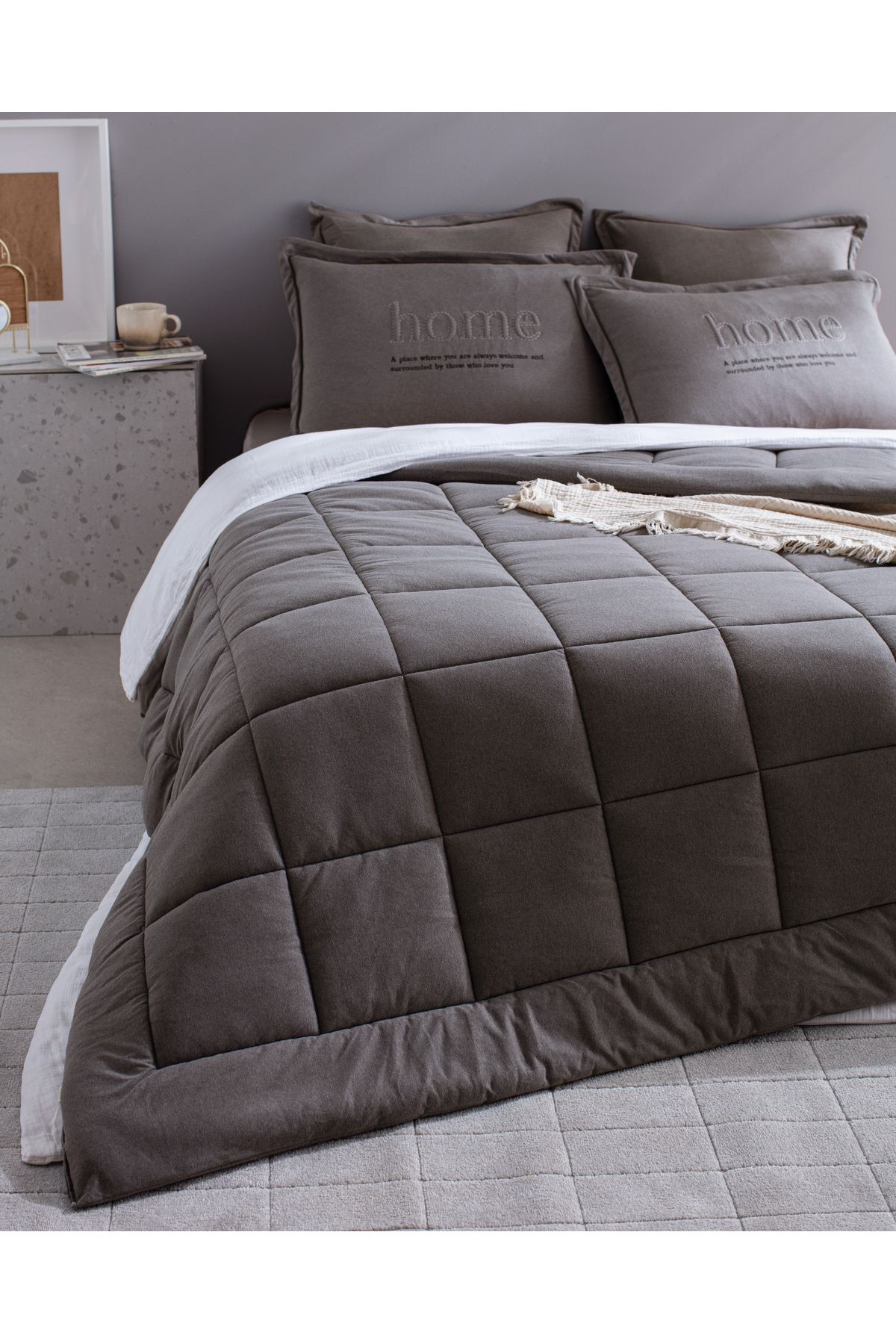 Madame Coco-Bobigny Double Cotton Supersoft Comforter Set - Anthracite 3