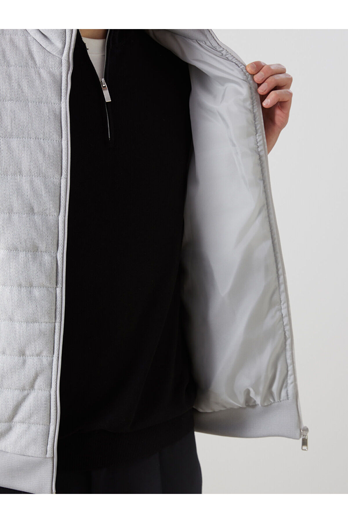 Yeni Sezon Slim Fit Dik Yaka Erkek Mont S53350Z8 — خاکستری S53350Z8-LAL-218052 — تصویر 3 از 8