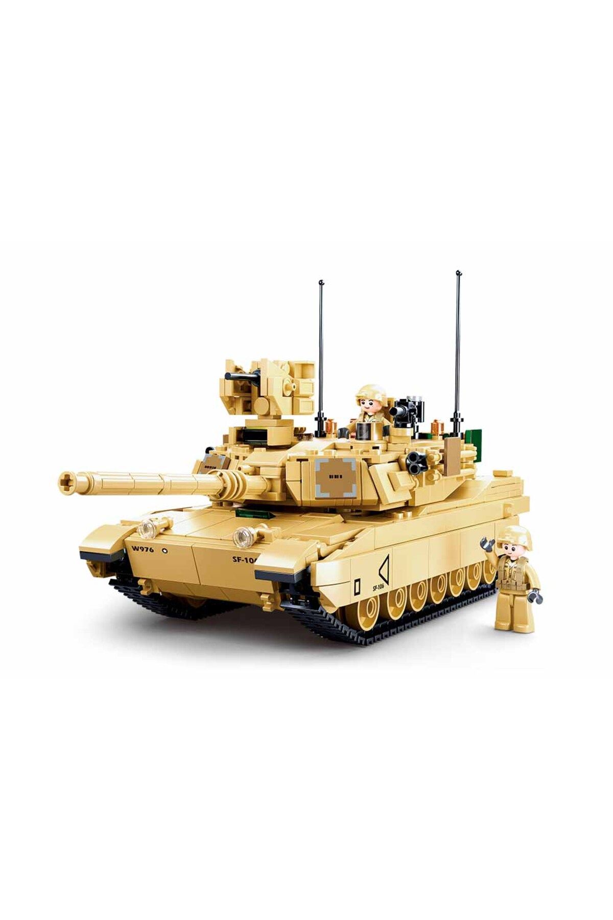 Sluban-Model Bricks Series - Abrams Main Battle Tank Building Blocks With 2 Mini Figurs 3