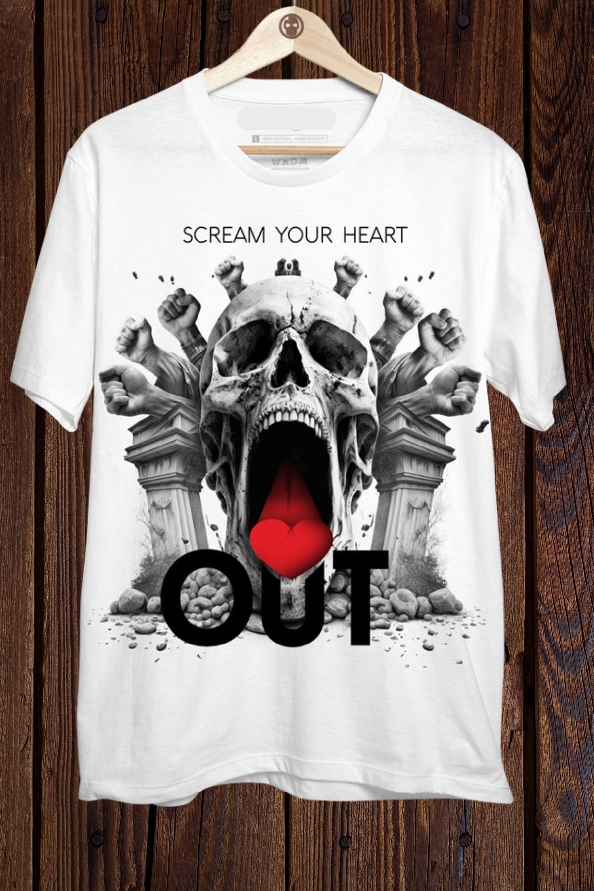 FECCY Pamuklu SCREAM YOUR HEART OUT Baskılı Oversize T-shirt