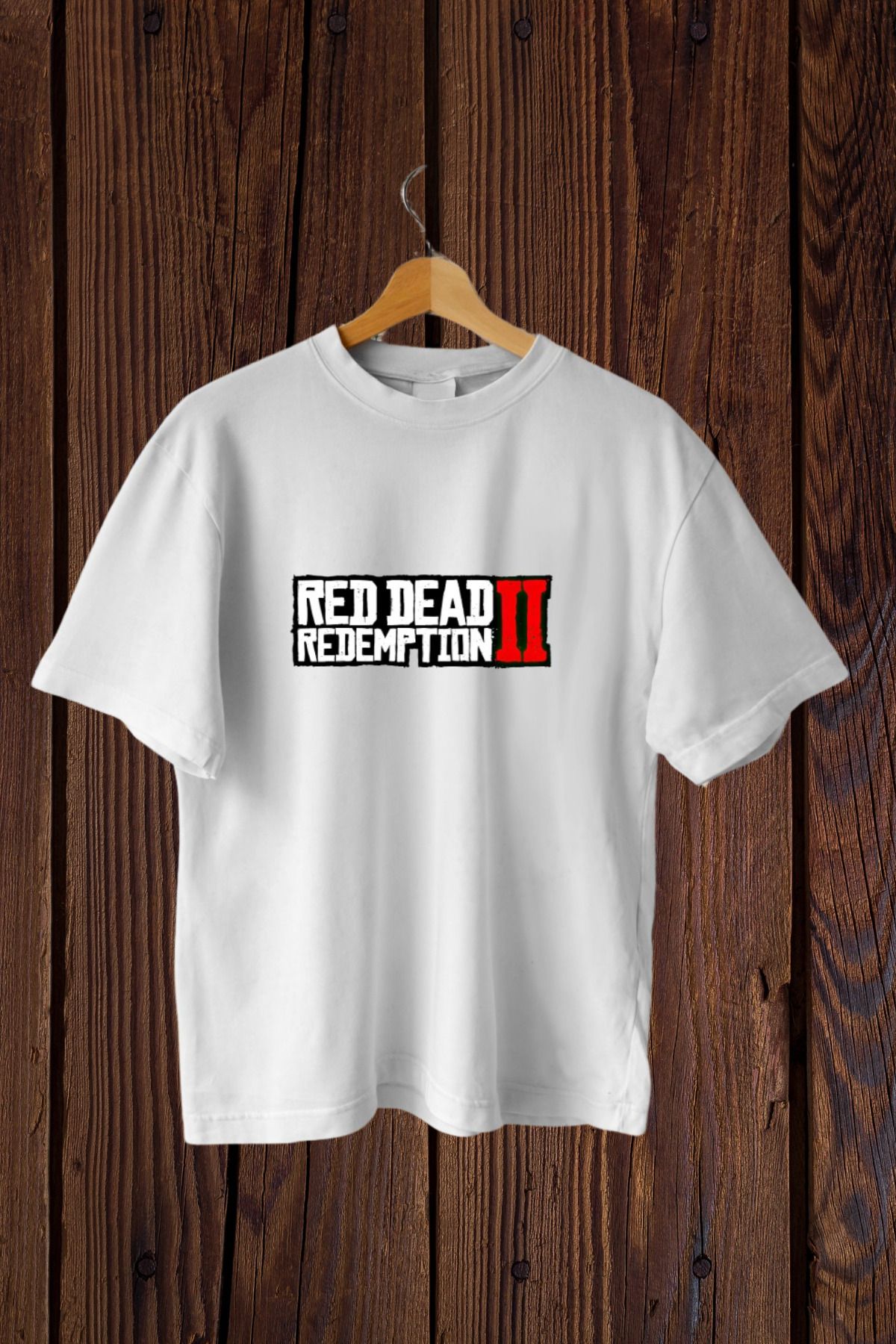 FECCY Pamuklu Red Dead Redemption II Baskılı Oversize T-shirt