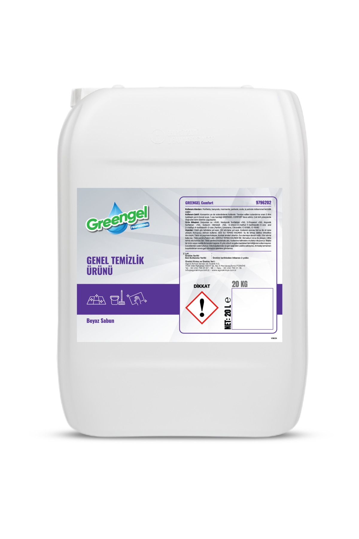 greengel Comfort - Genel Temizlik Ürünü - Beyaz Sabun 20L