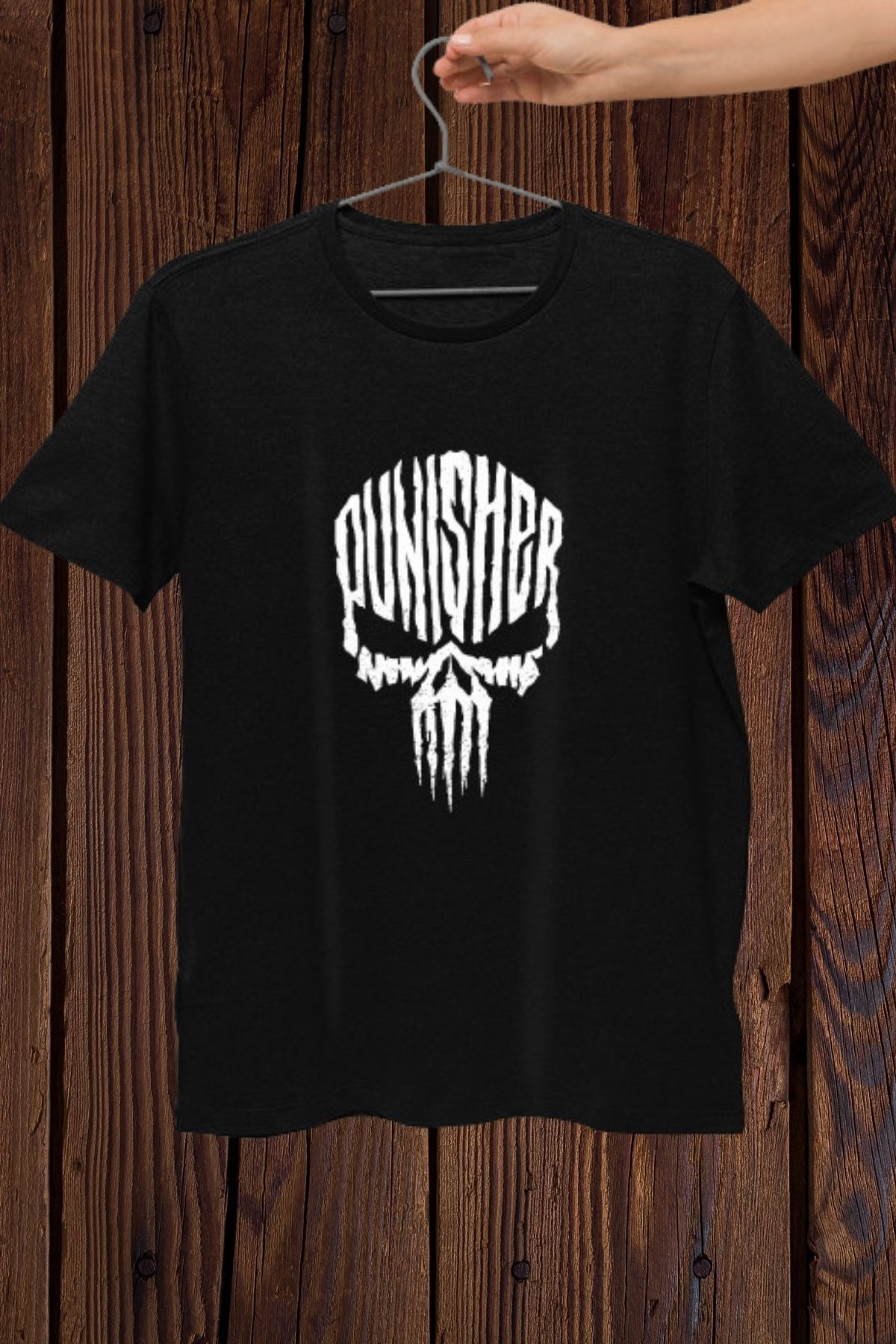 FECCY Pamuklu Punisher Baskılı Oversize T-shirt