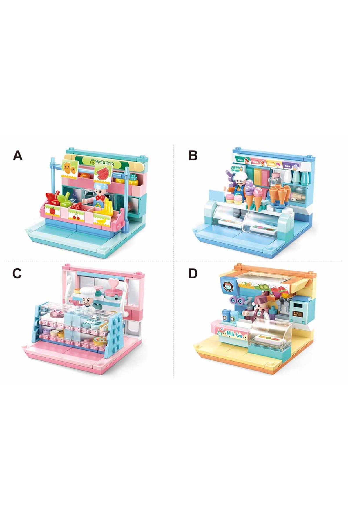 Sluban-Mini Handcraft Series - Shops Building Blocks (8 in One Box) With Mini Figures 3