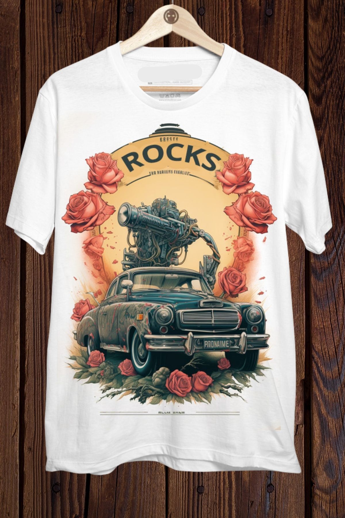 FECCY Pamuklu Rocks Baskılı Oversize T-shirt