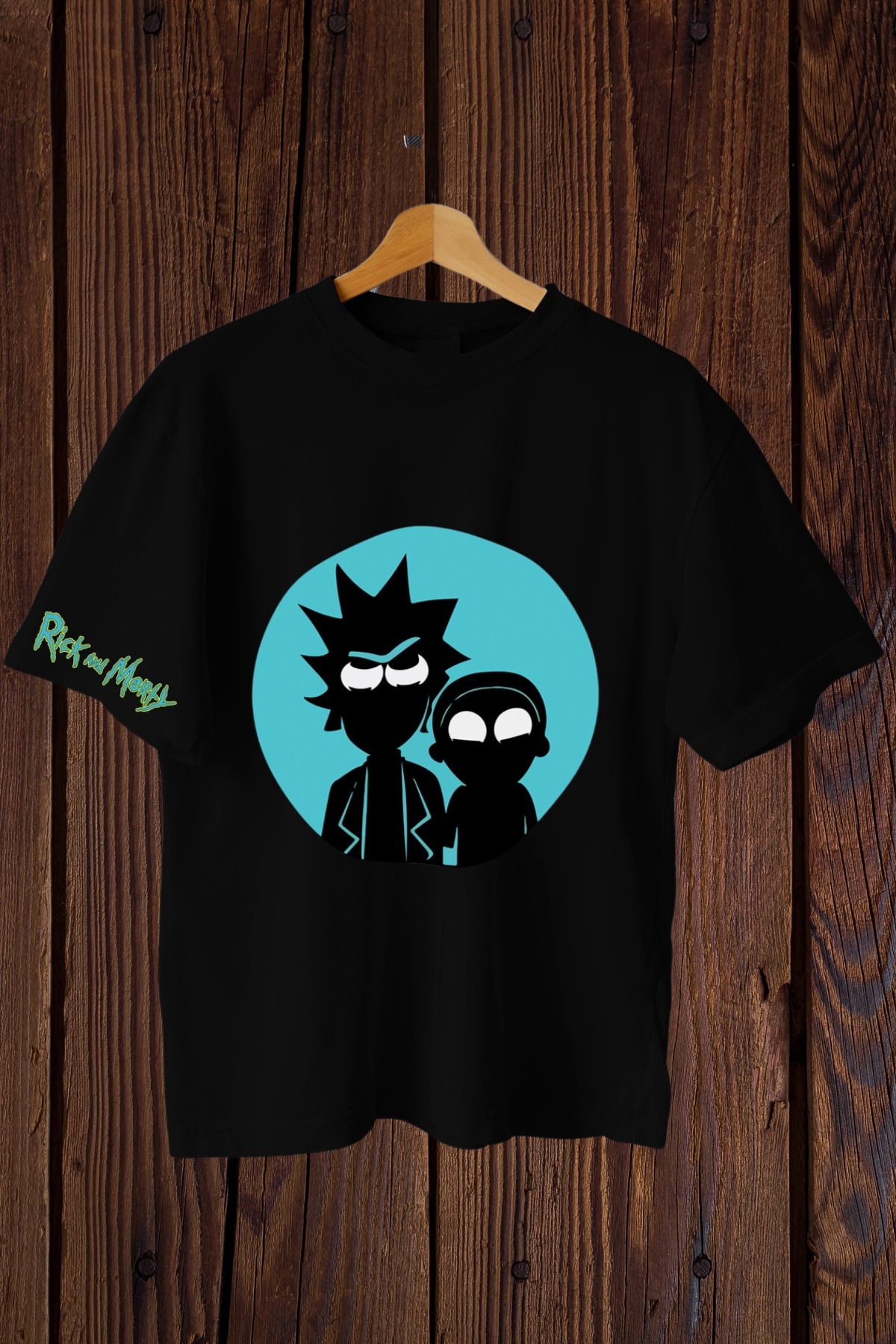 FECCY Pamuklu Rick and Morty Baskılı Oversize T-shirt