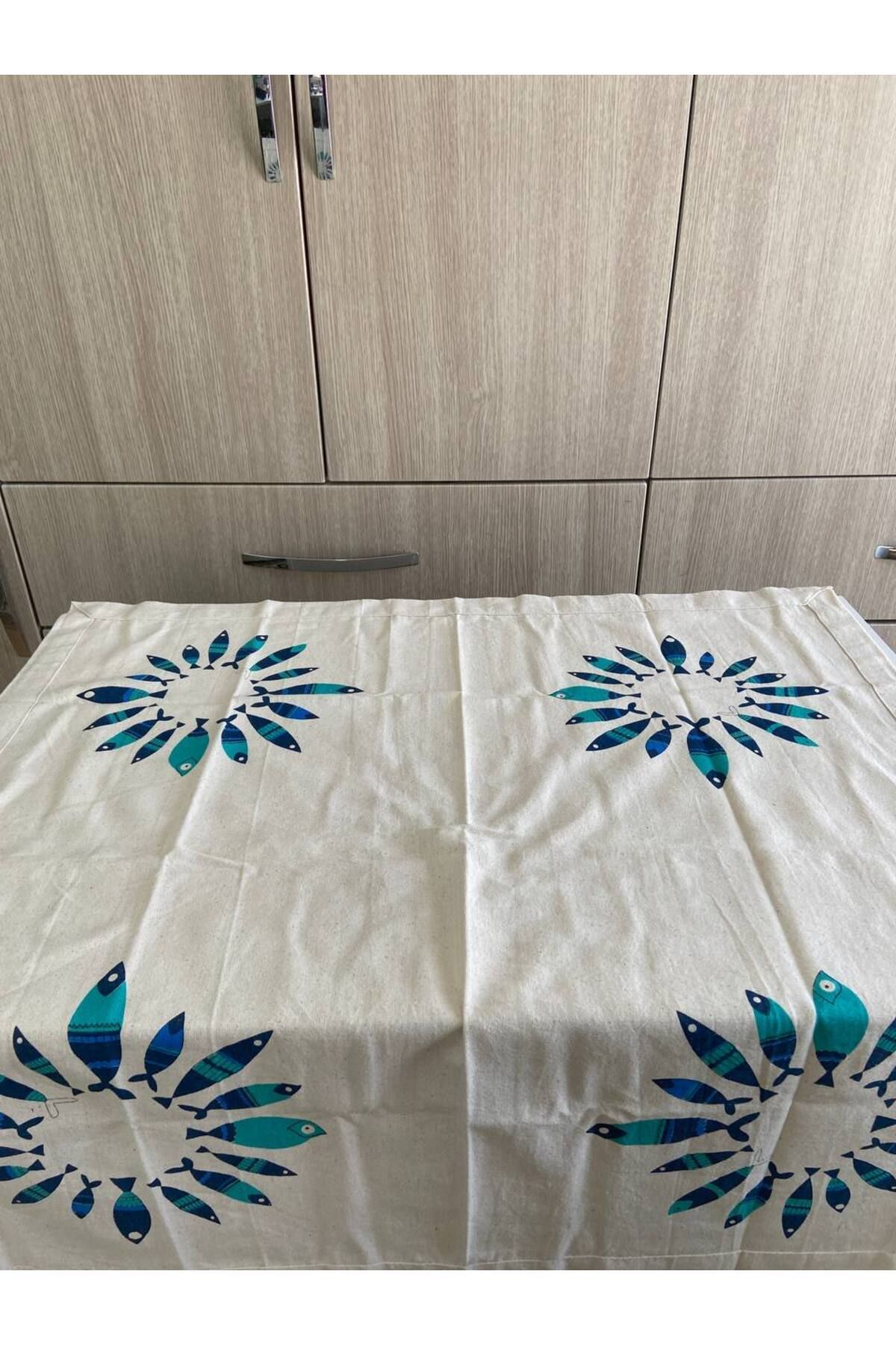 Mrmemo-Fiskos Cover Hand Print Square Table Cover Table Runner Fish Pattern 3